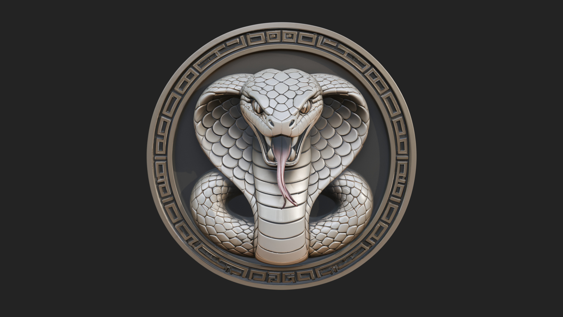 Cobra Head Oval Relief Plaque Design 3 3D Print Model 3D Model