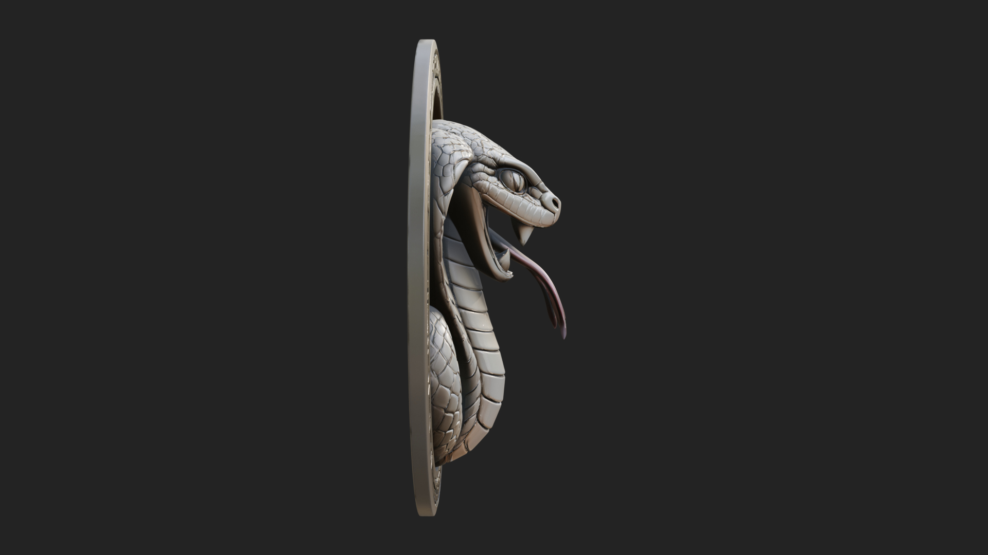 Cobra Head Oval Relief Plaque Design 3 3D Print Model 3D Model