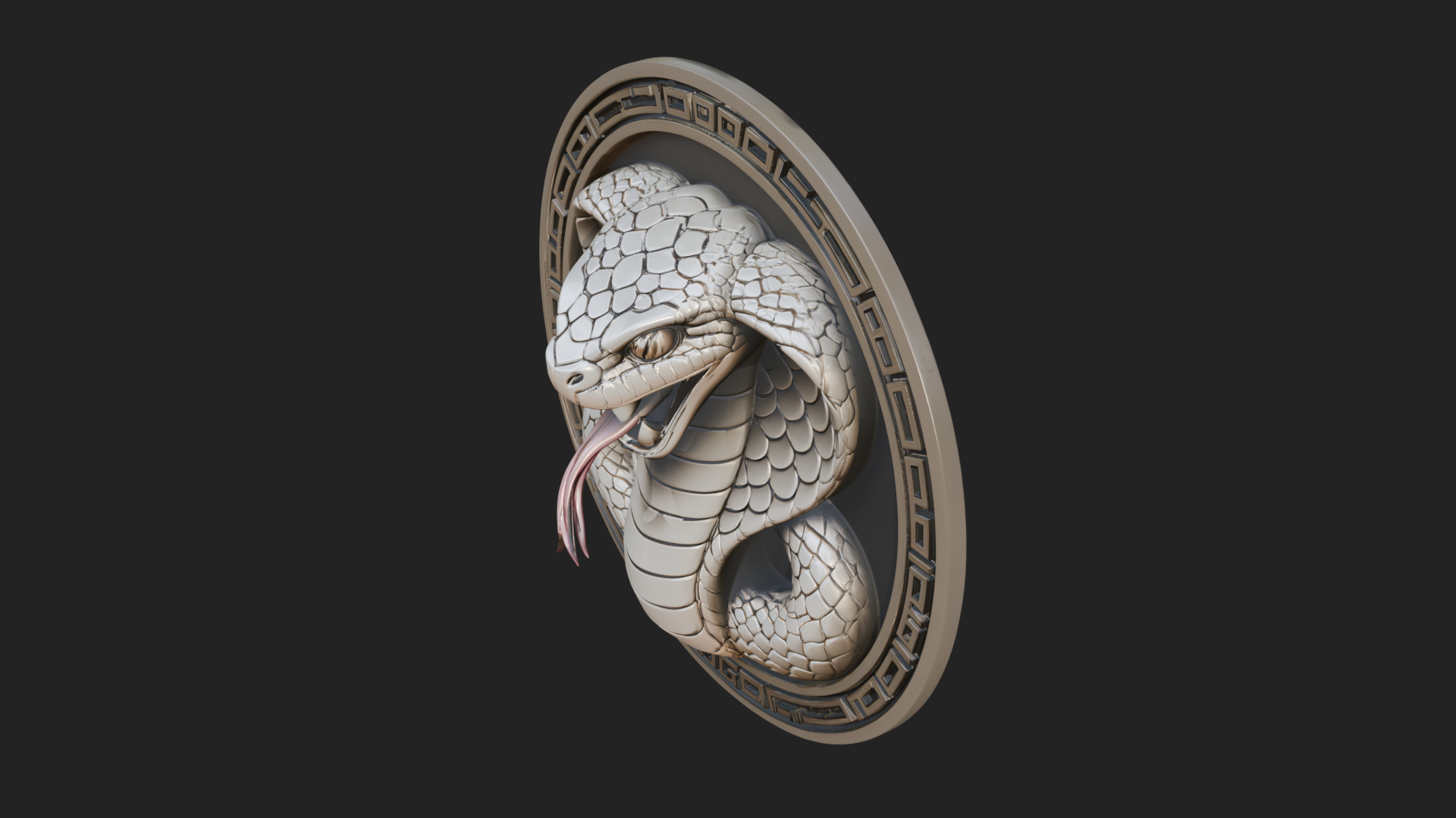 Cobra Head Oval Relief Plaque Design 3 3D Print Model 3D Model