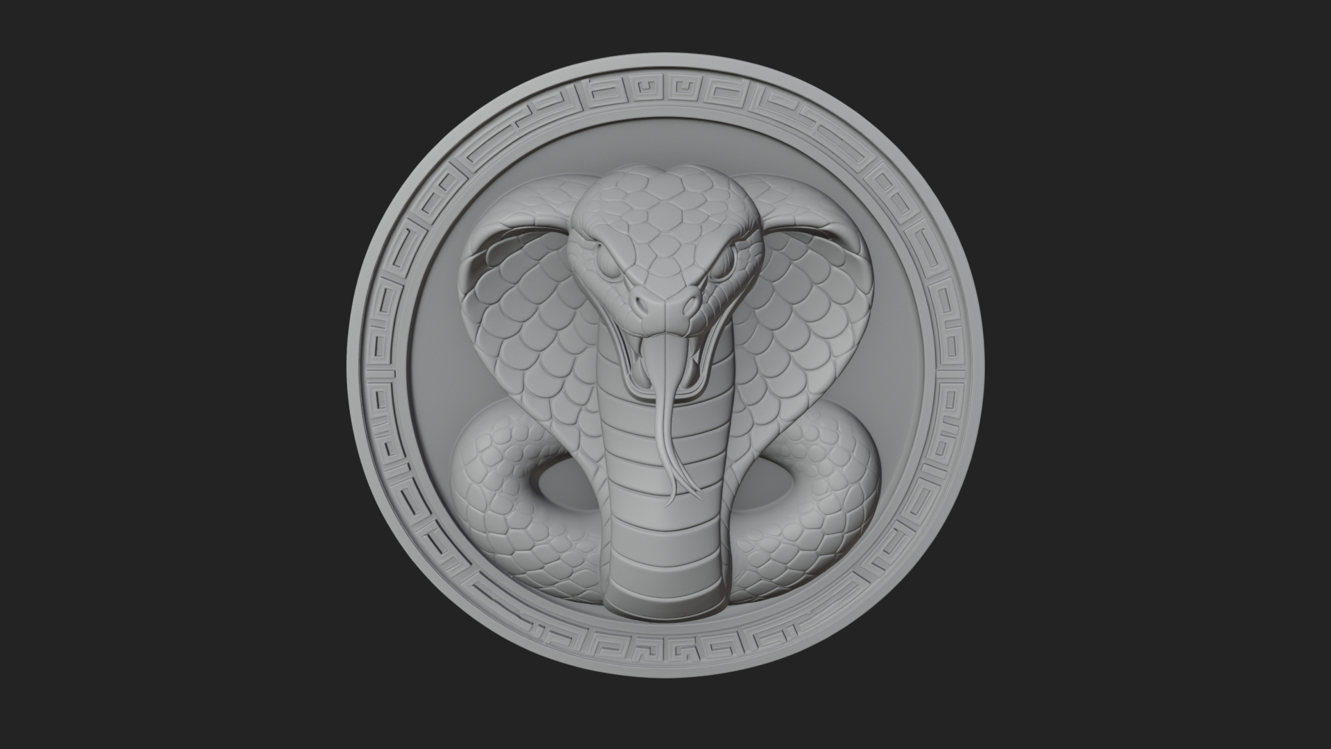 Cobra Head Oval Relief Plaque Design 3 3D Print Model 3D Model