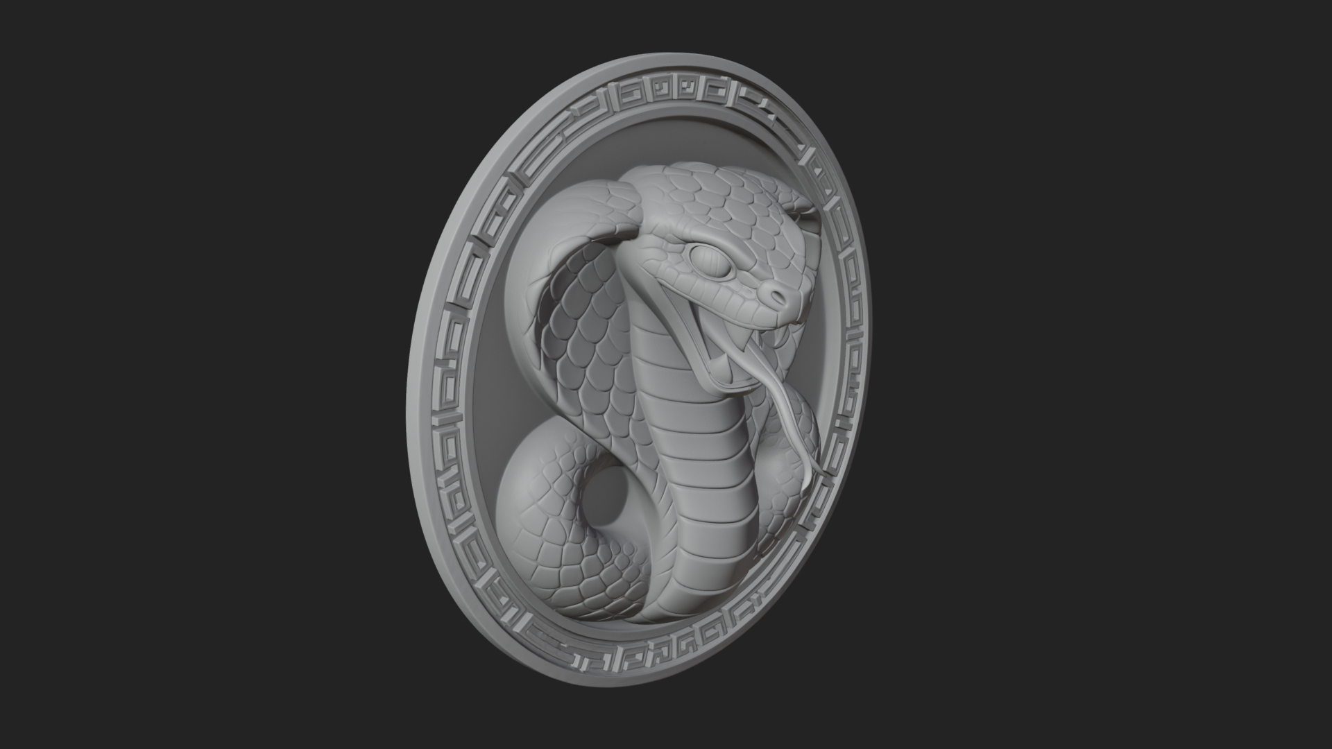 Cobra Head Oval Relief Plaque Design 3 3D Print Model 3D Model