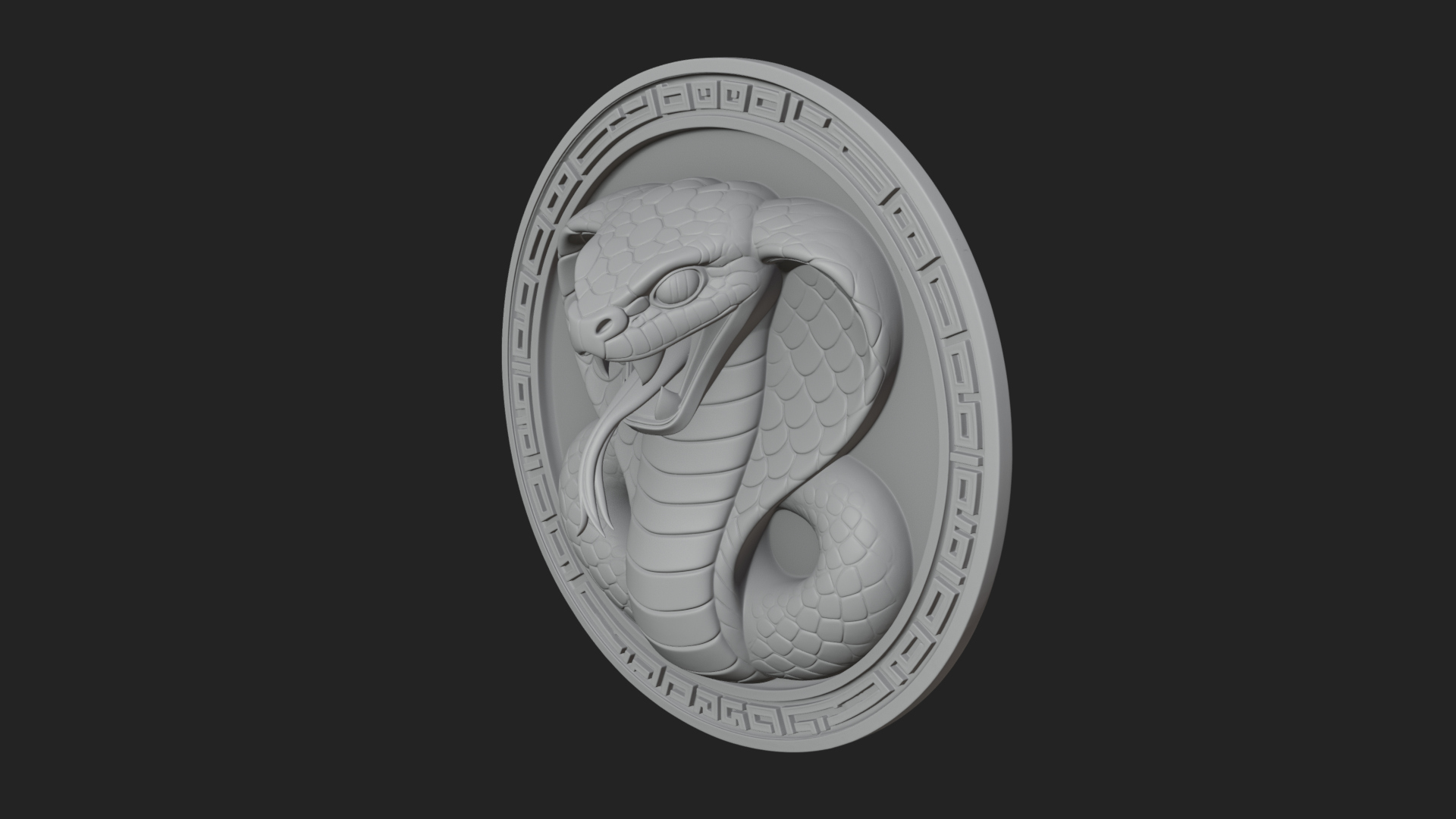 Cobra Head Oval Relief Plaque Design 3 3D Print Model 3D Model