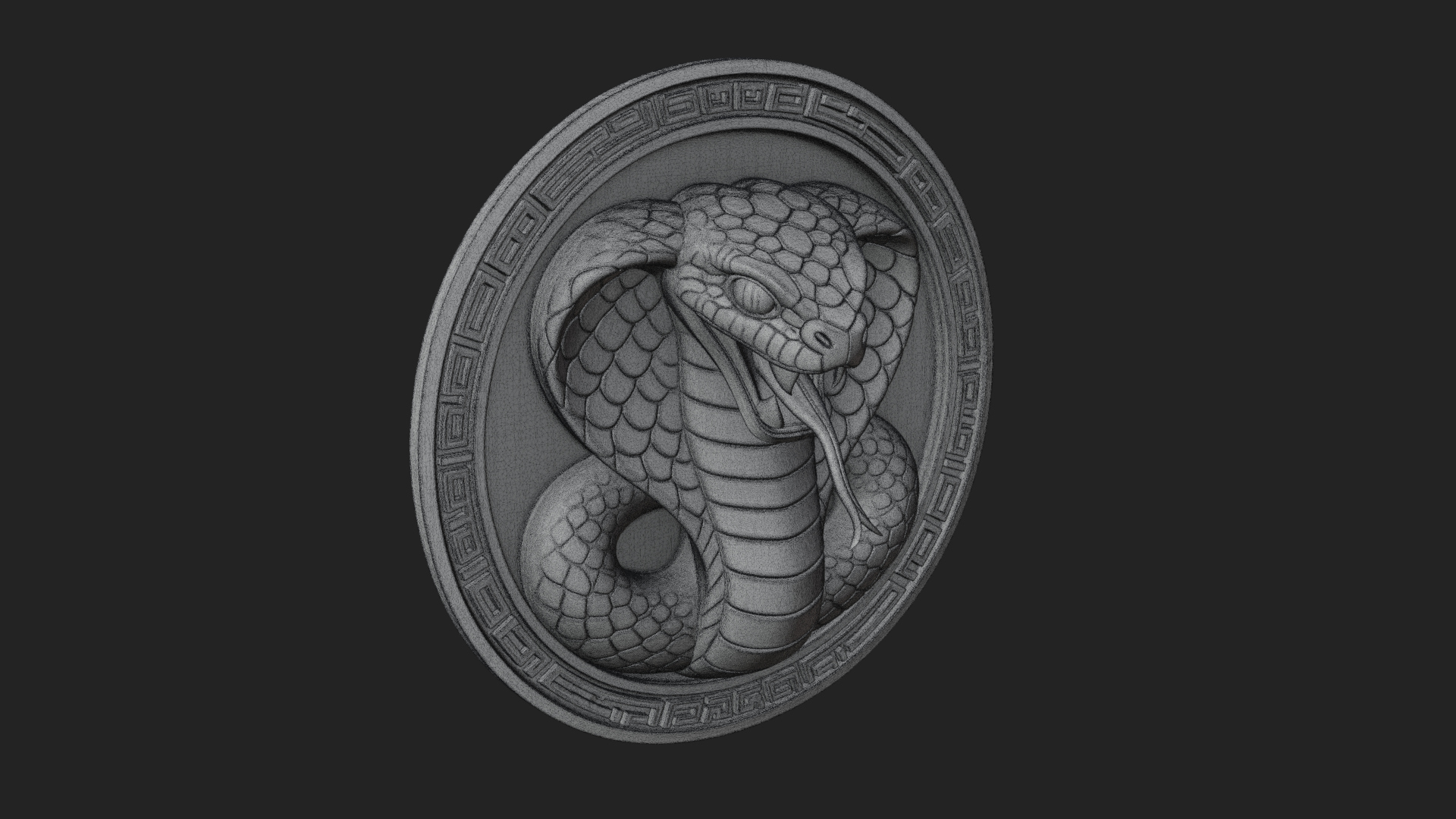 Cobra Head Oval Relief Plaque Design 3 3D Print Model 3D Model