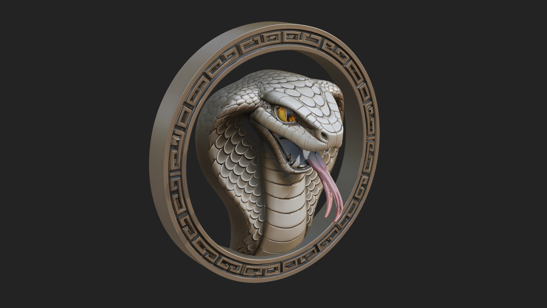 Cobra Head Oval Relief Plaque Design 4 3D Print Model 3D Model