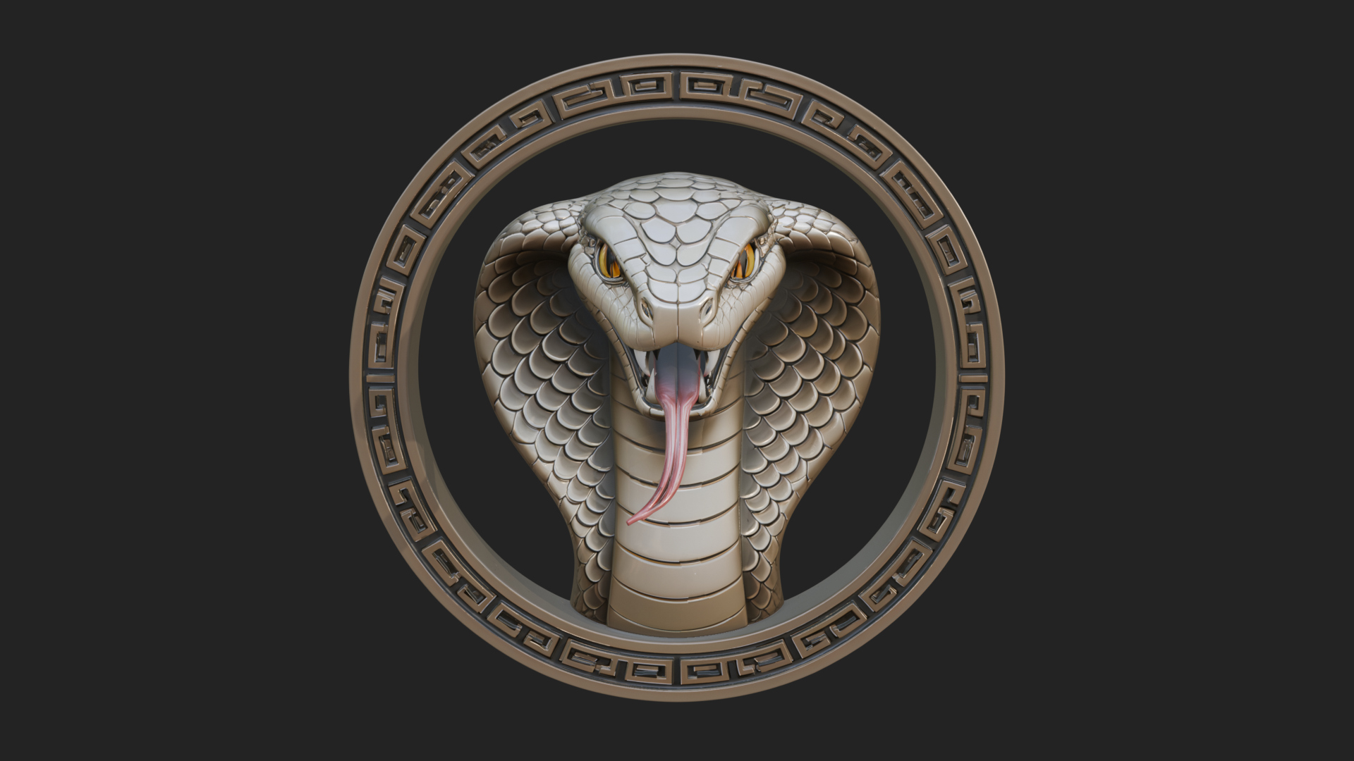 Cobra Head Oval Relief Plaque Design 4 3D Print Model 3D Model