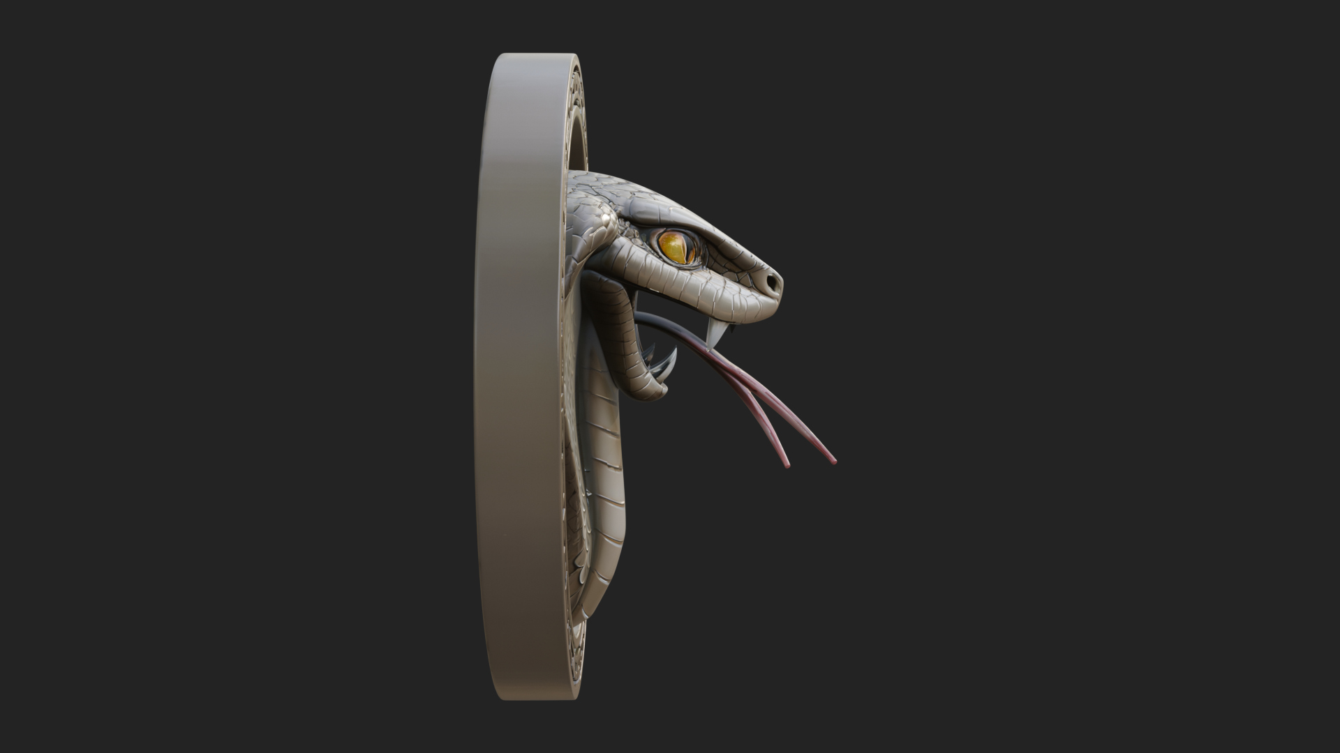 Cobra Head Oval Relief Plaque Design 4 3D Print Model 3D Model