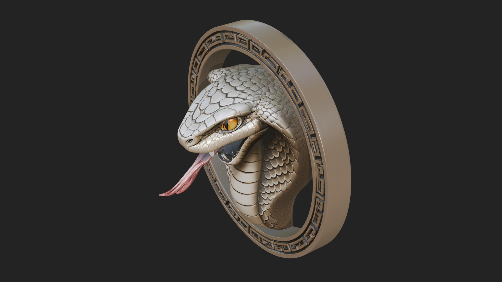 Cobra Head Oval Relief Plaque Design 4 3D Print Model 3D Model