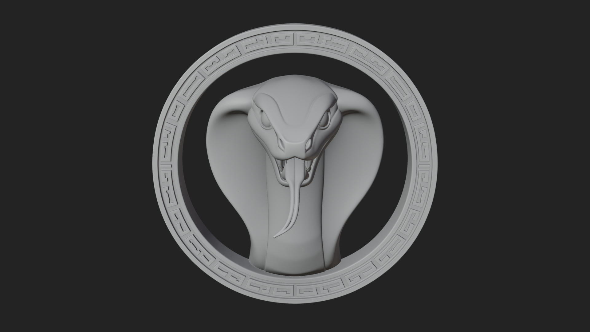 Cobra Head Oval Relief Plaque Design 4 3D Print Model 3D Model
