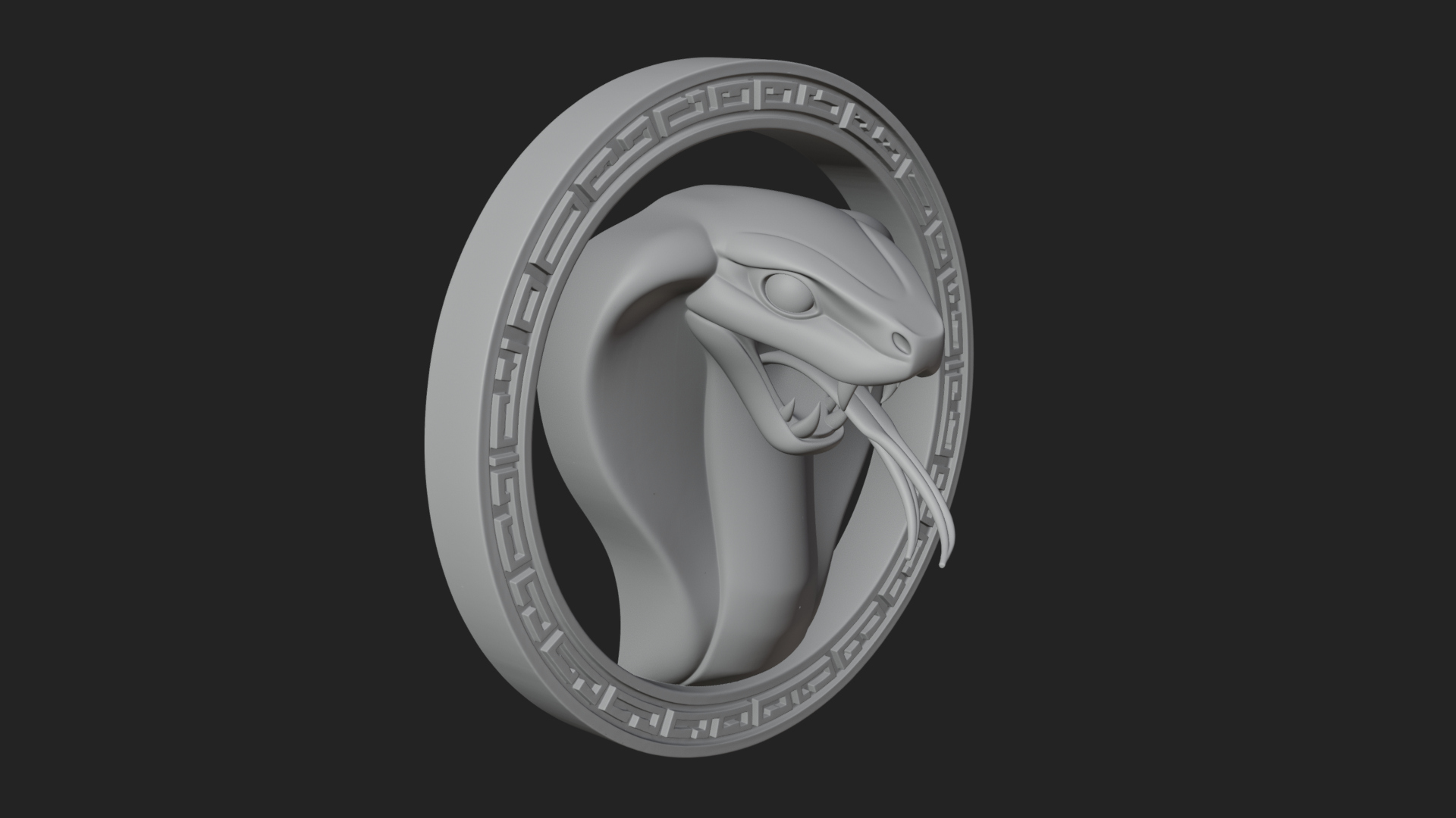 Cobra Head Oval Relief Plaque Design 4 3D Print Model 3D Model