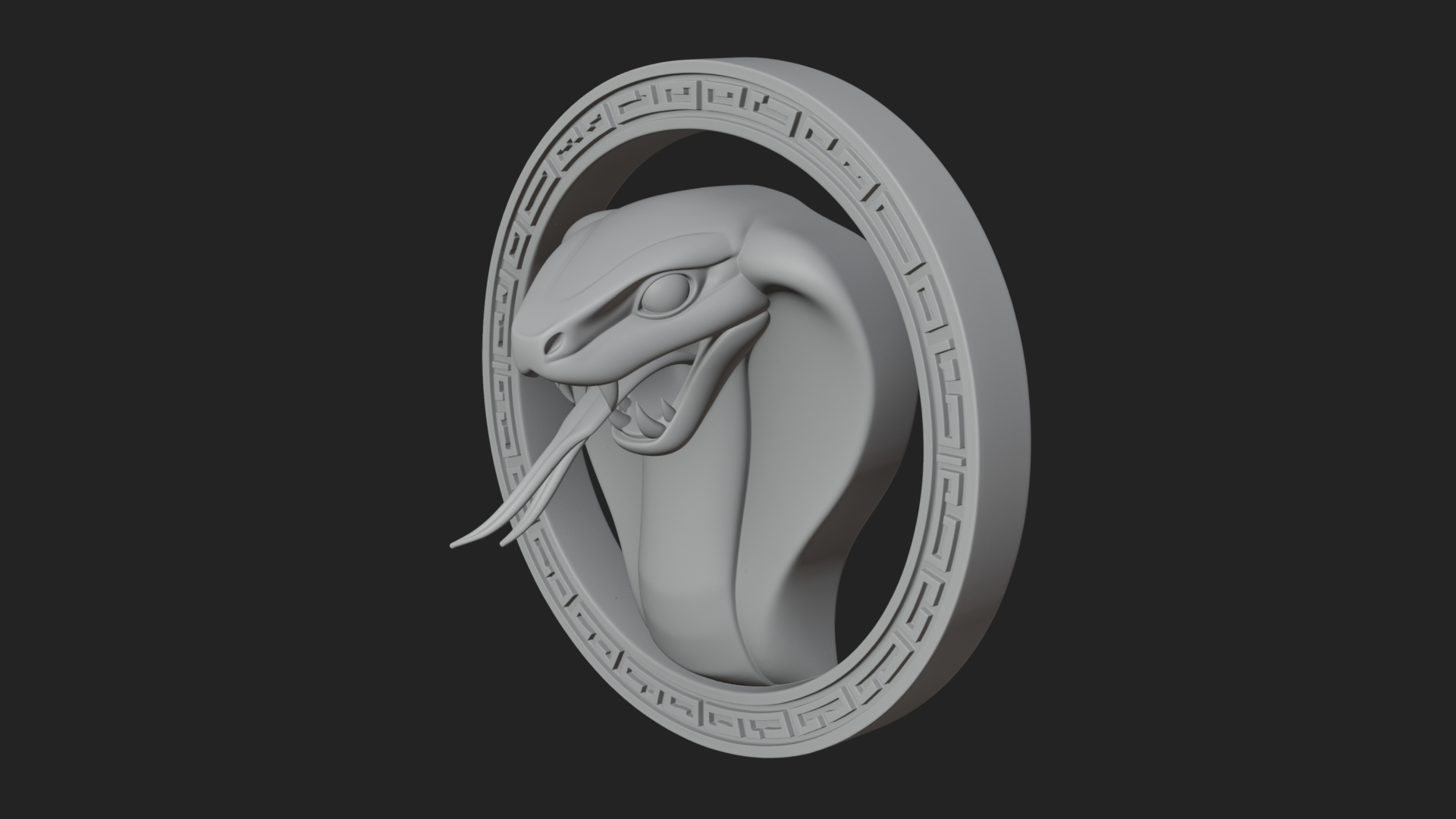 Cobra Head Oval Relief Plaque Design 4 3D Print Model 3D Model