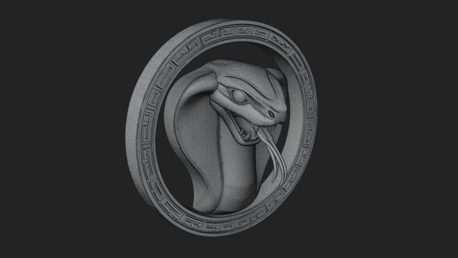 Cobra Head Oval Relief Plaque Design 4 3D Print Model 3D Model