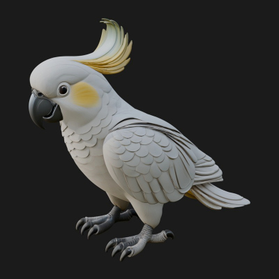 Cockatoo Bird Statue Design 2 3D Print Model