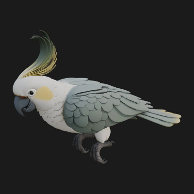 Cockatoo Bird Statue Design 4 3D Print Model