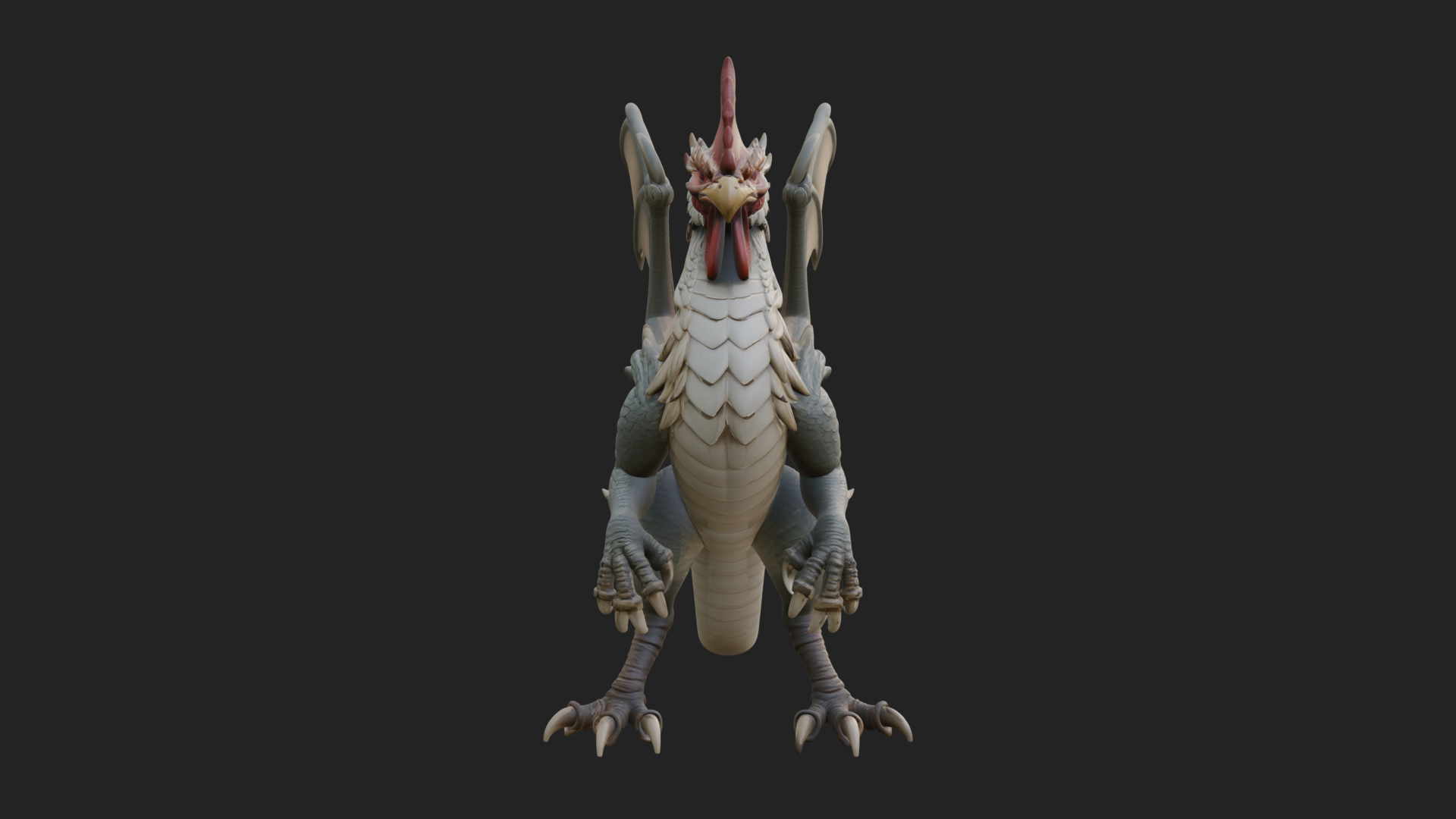 Cockatrice Beast Statue Design 1 3D Print Model 3D Model