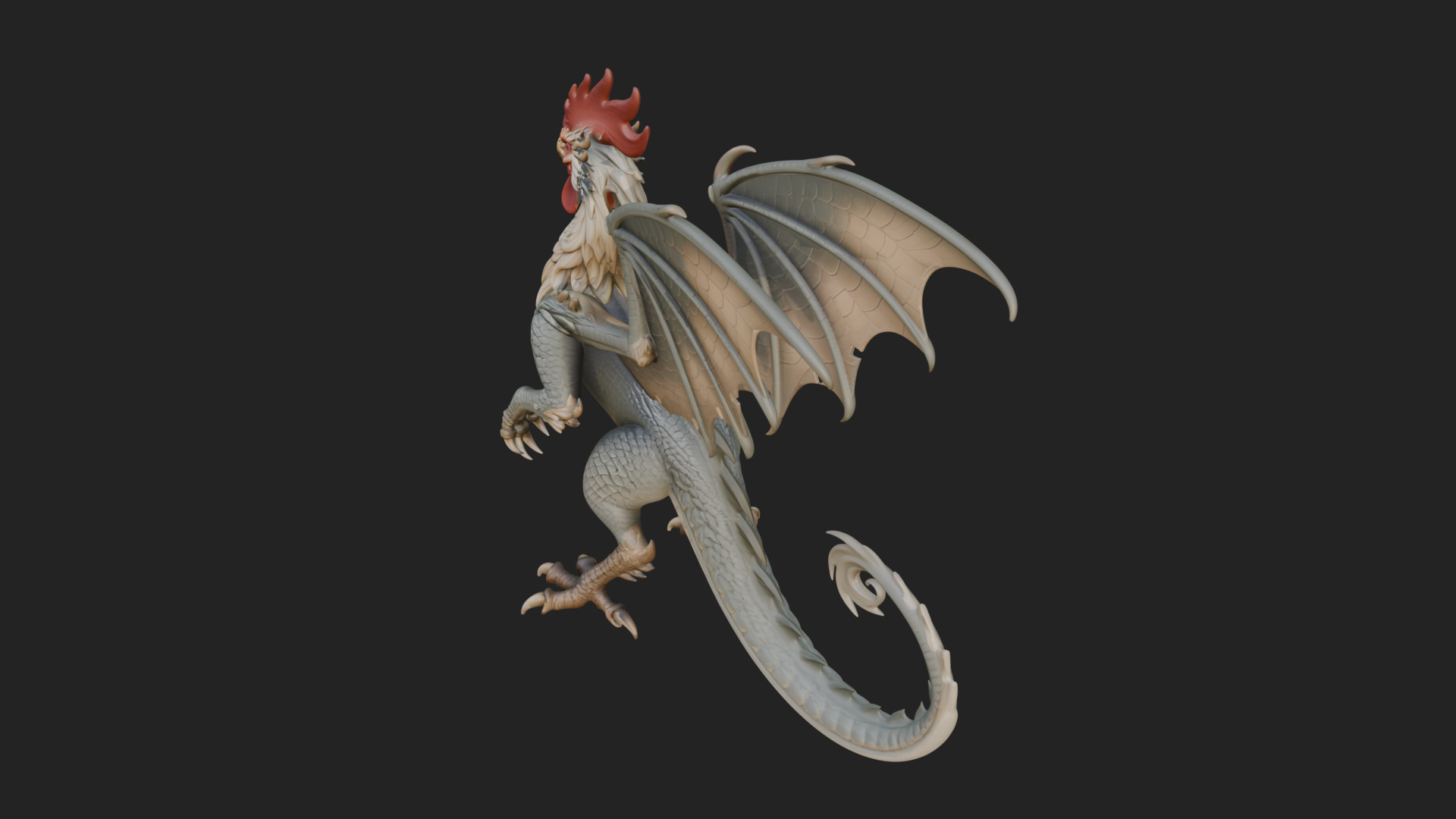 Cockatrice Beast Statue Design 1 3D Print Model 3D Model