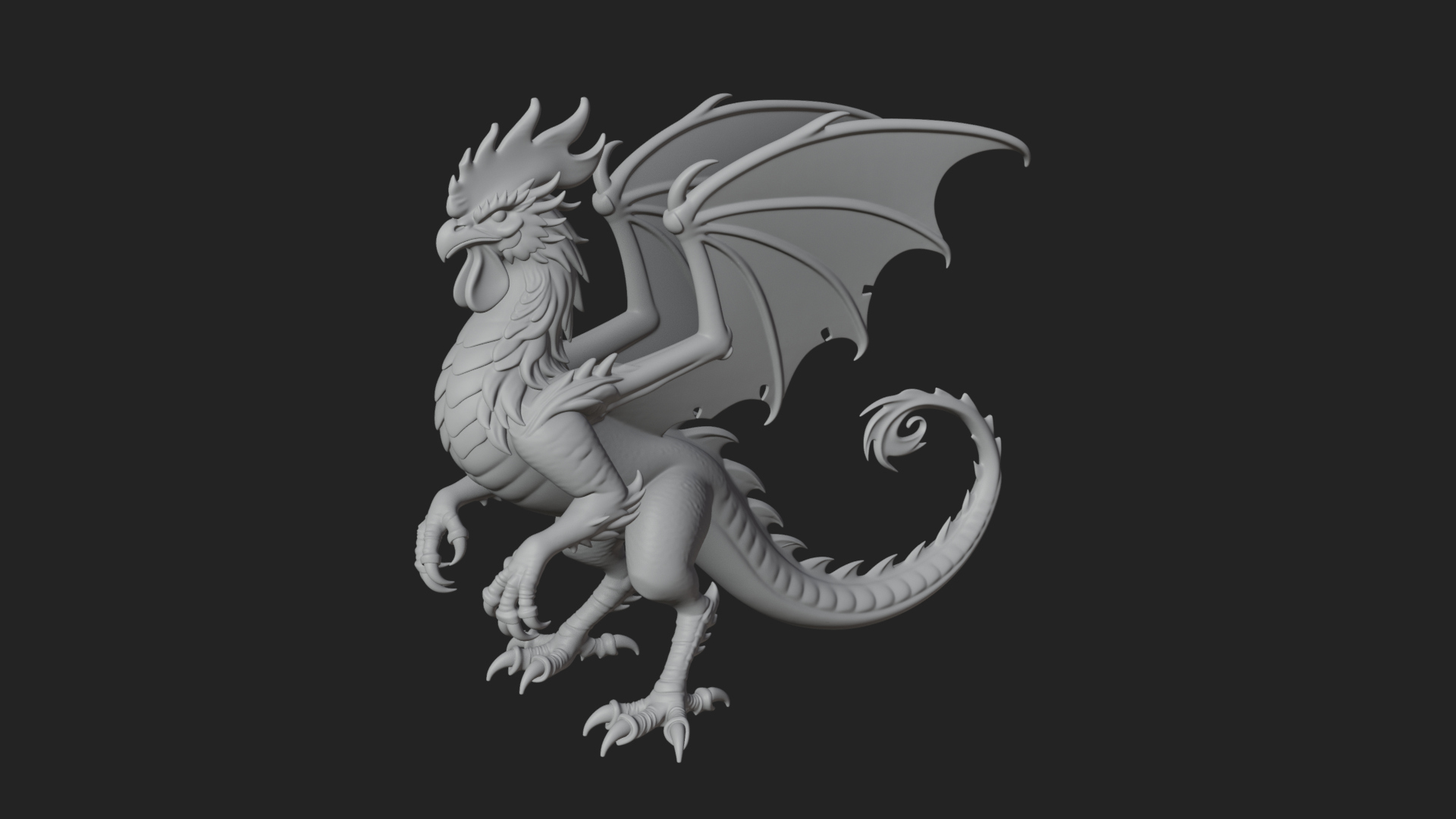 Cockatrice Beast Statue Design 1 3D Print Model 3D Model