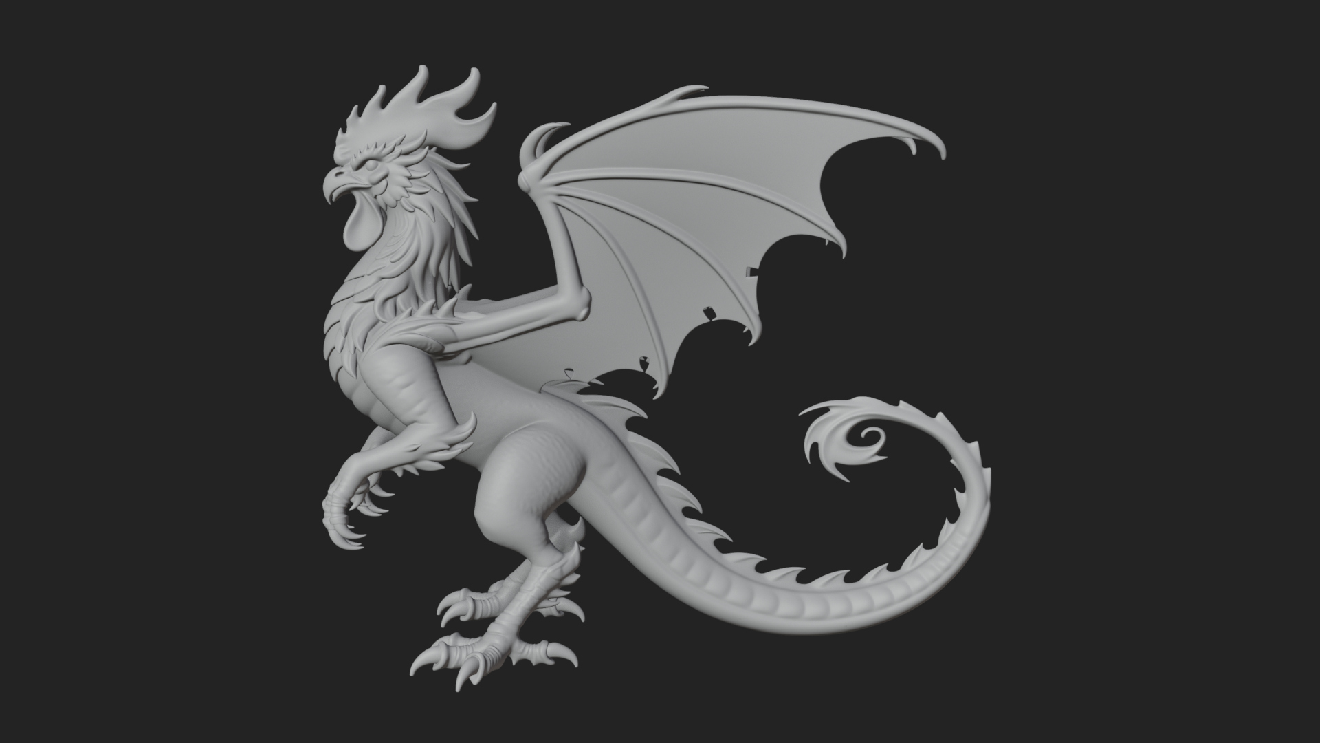 Cockatrice Beast Statue Design 1 3D Print Model 3D Model