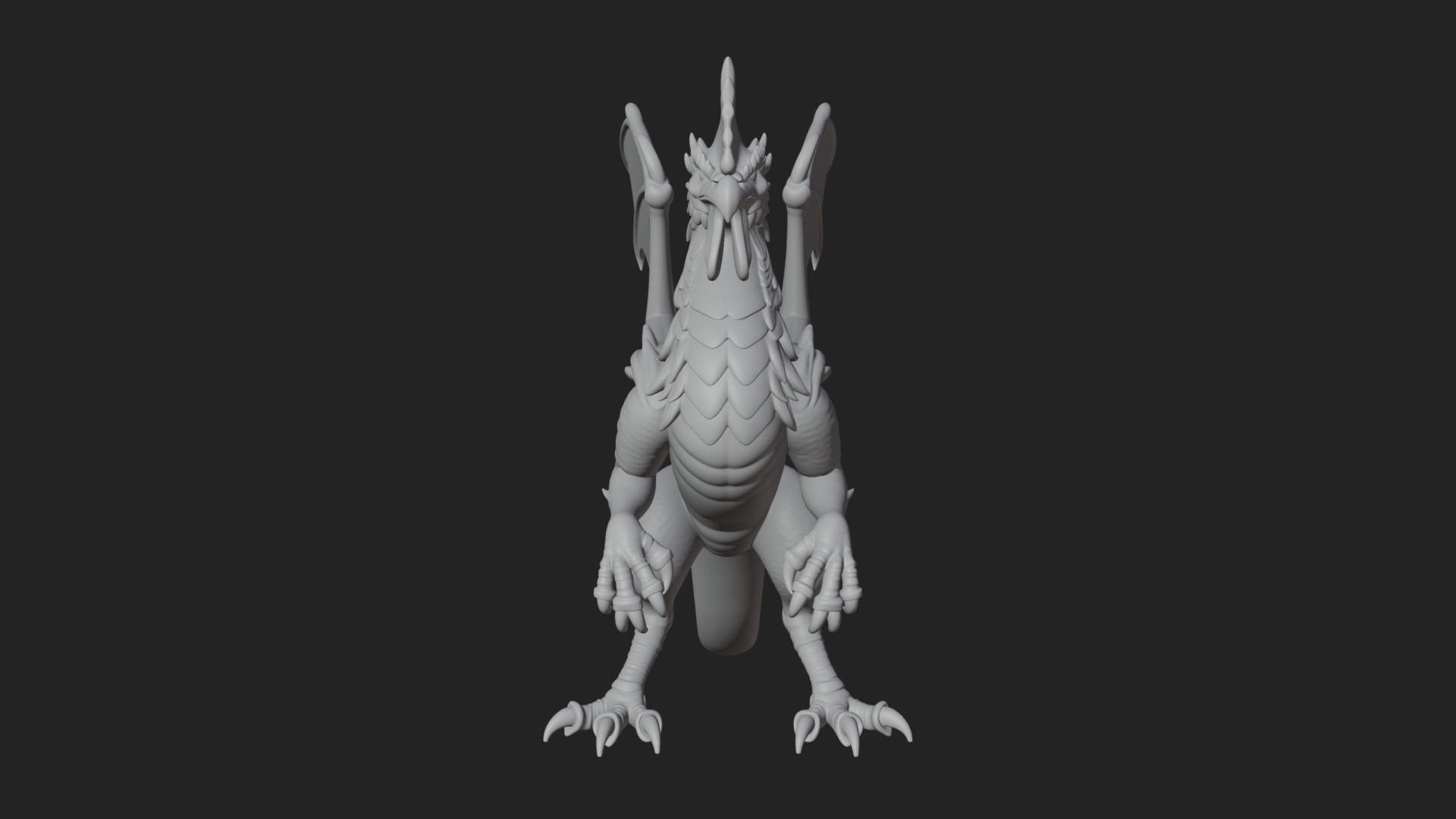 Cockatrice Beast Statue Design 1 3D Print Model 3D Model