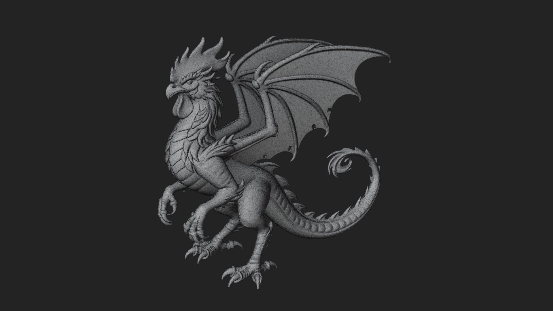 Cockatrice Beast Statue Design 1 3D Print Model 3D Model