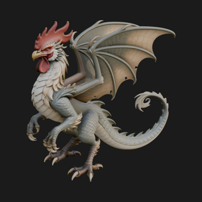 Cockatrice Beast Statue Design 1 3D Print Model