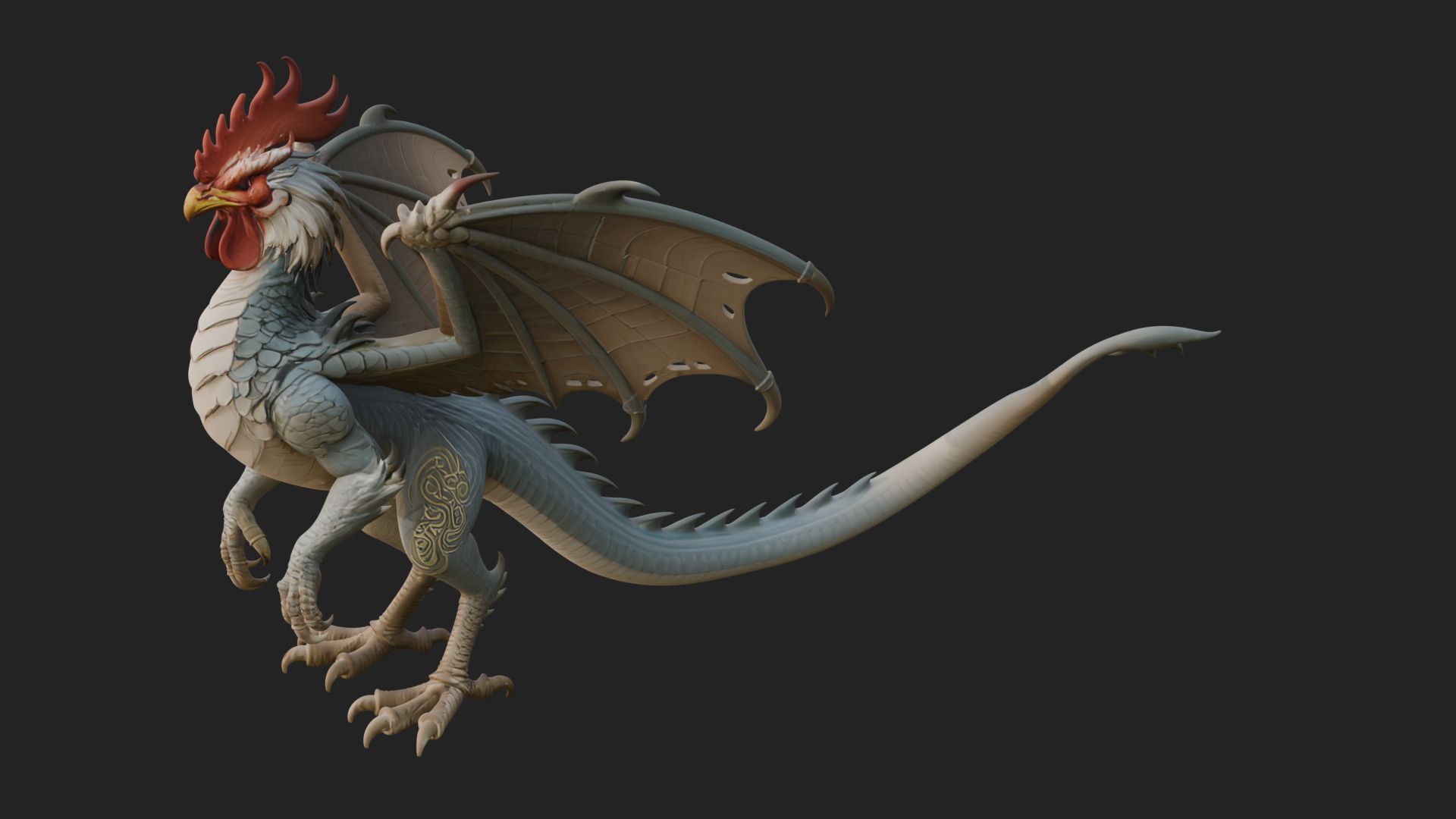 Cockatrice Beast Statue Design 2 3D Print Model 3D Model