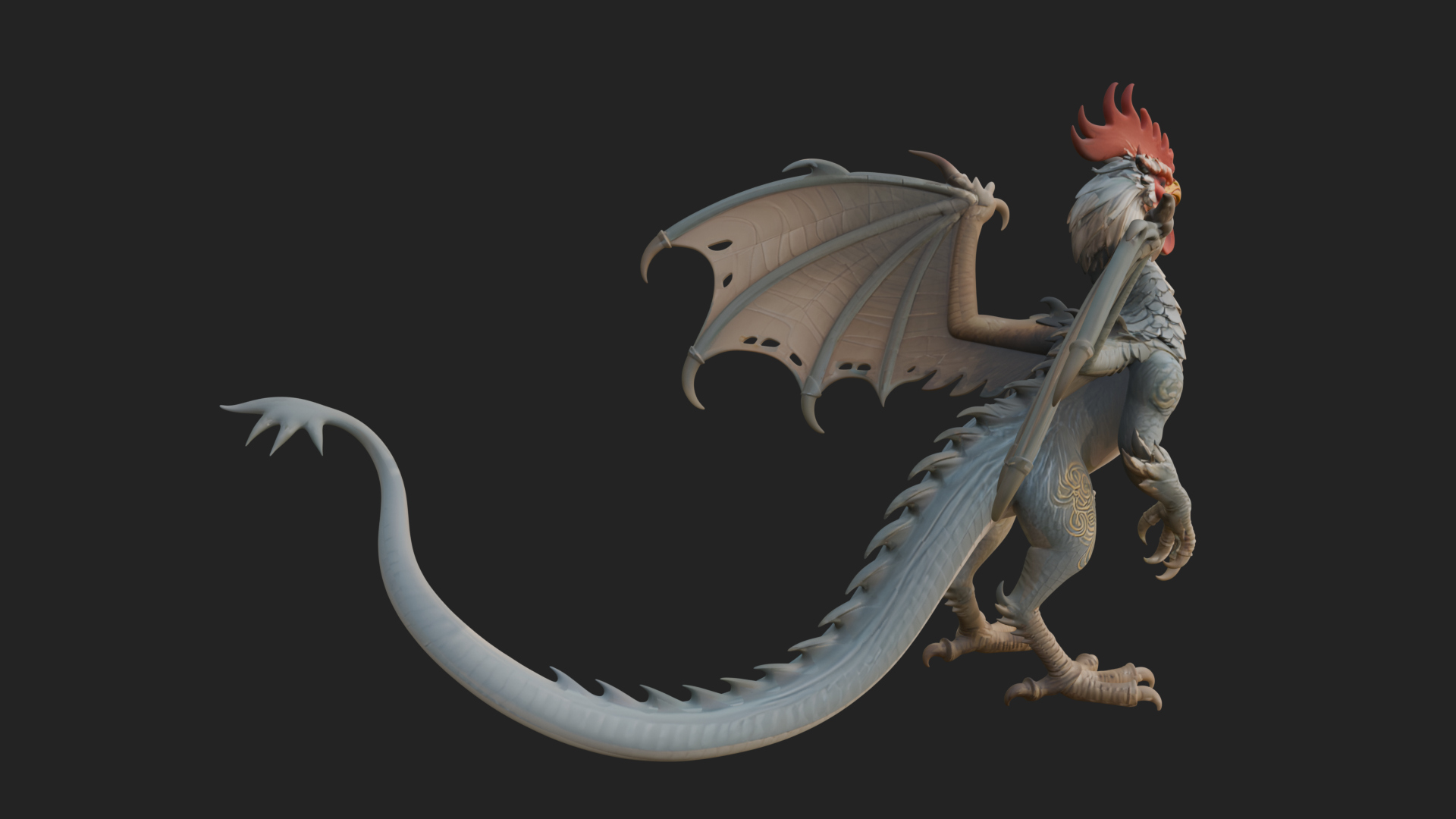 Cockatrice Beast Statue Design 2 3D Print Model 3D Model