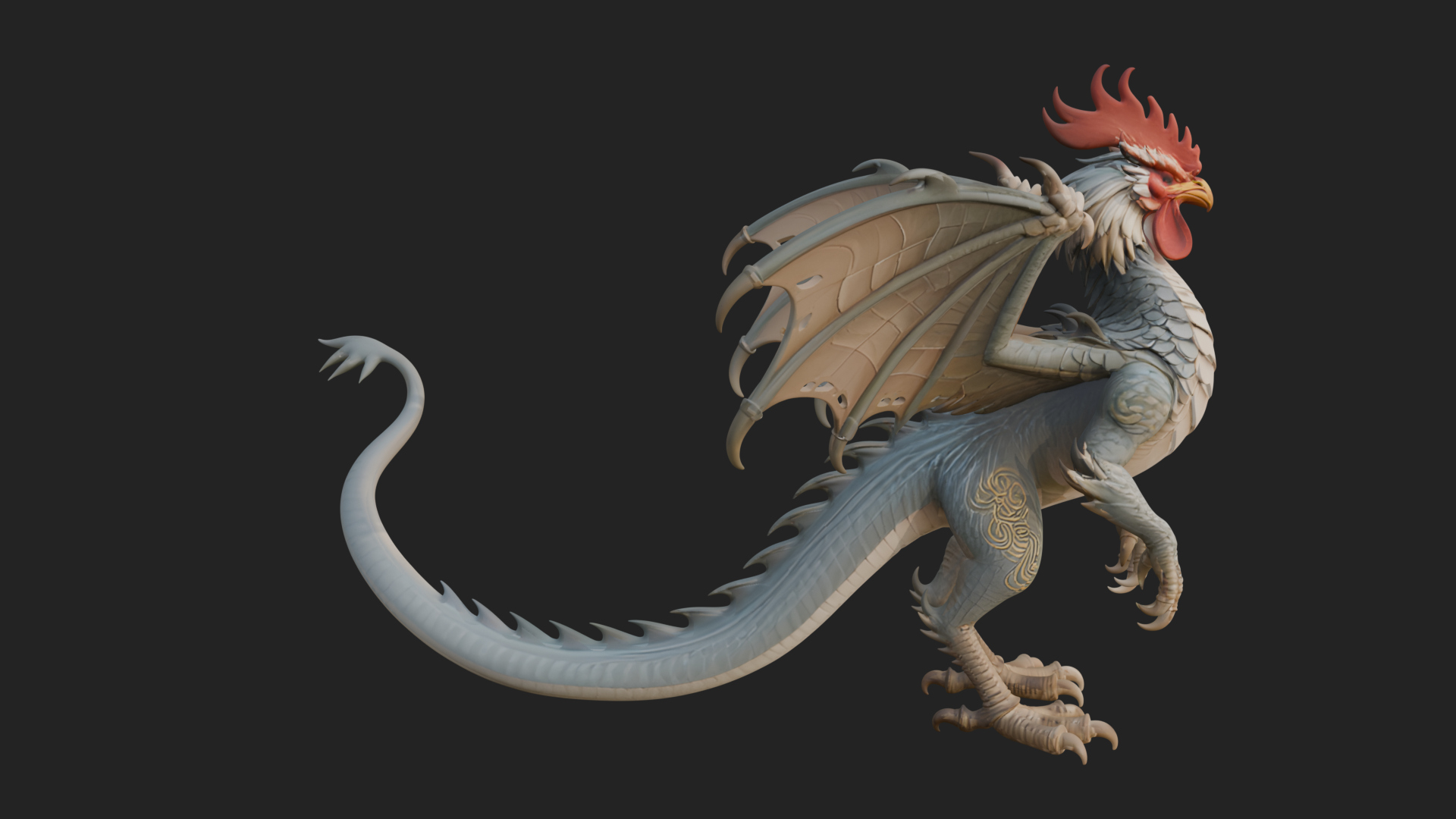 Cockatrice Beast Statue Design 2 3D Print Model 3D Model
