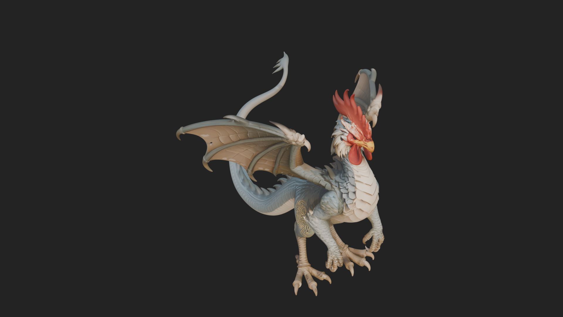 Cockatrice Beast Statue Design 2 3D Print Model 3D Model