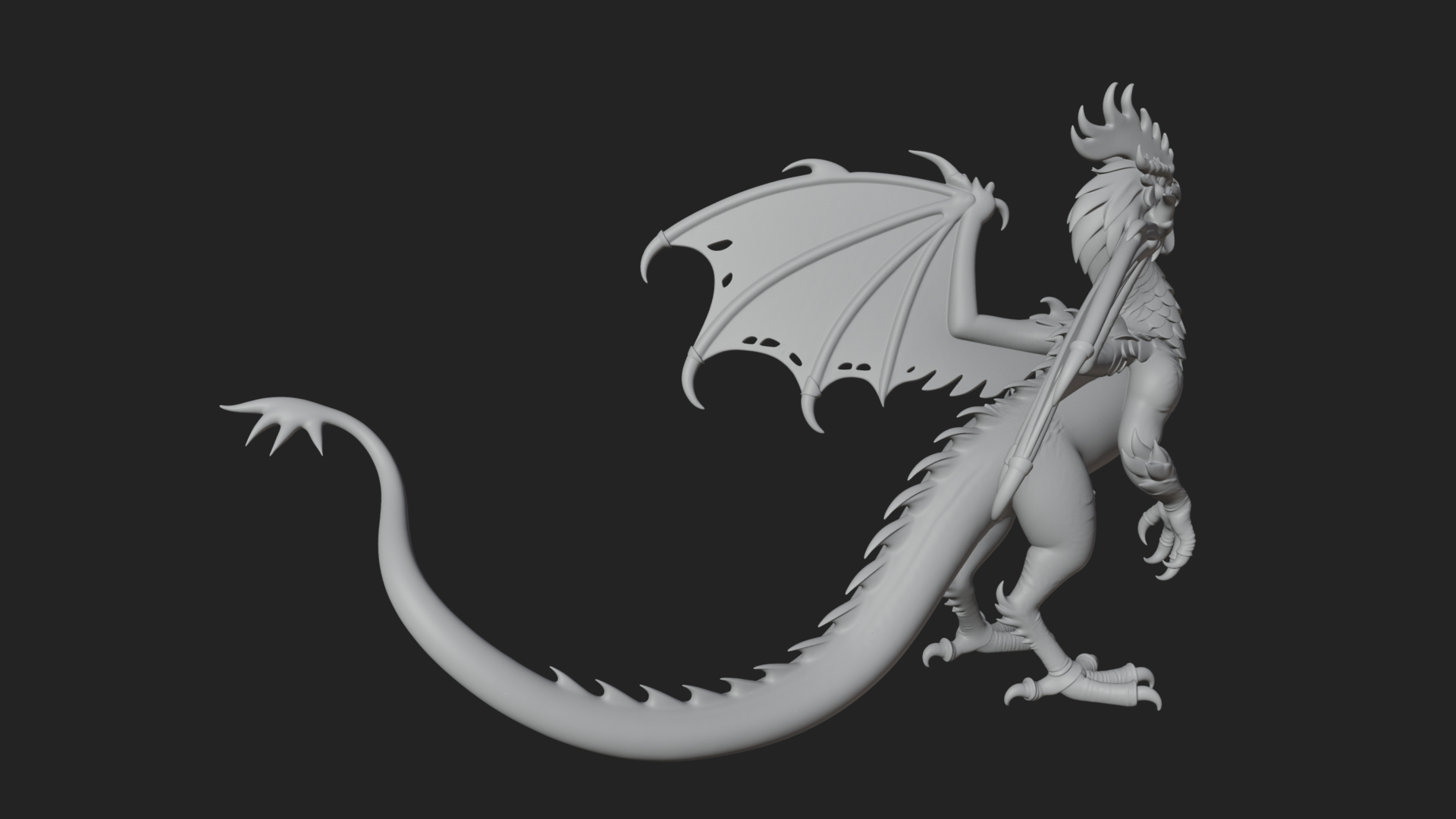 Cockatrice Beast Statue Design 2 3D Print Model 3D Model
