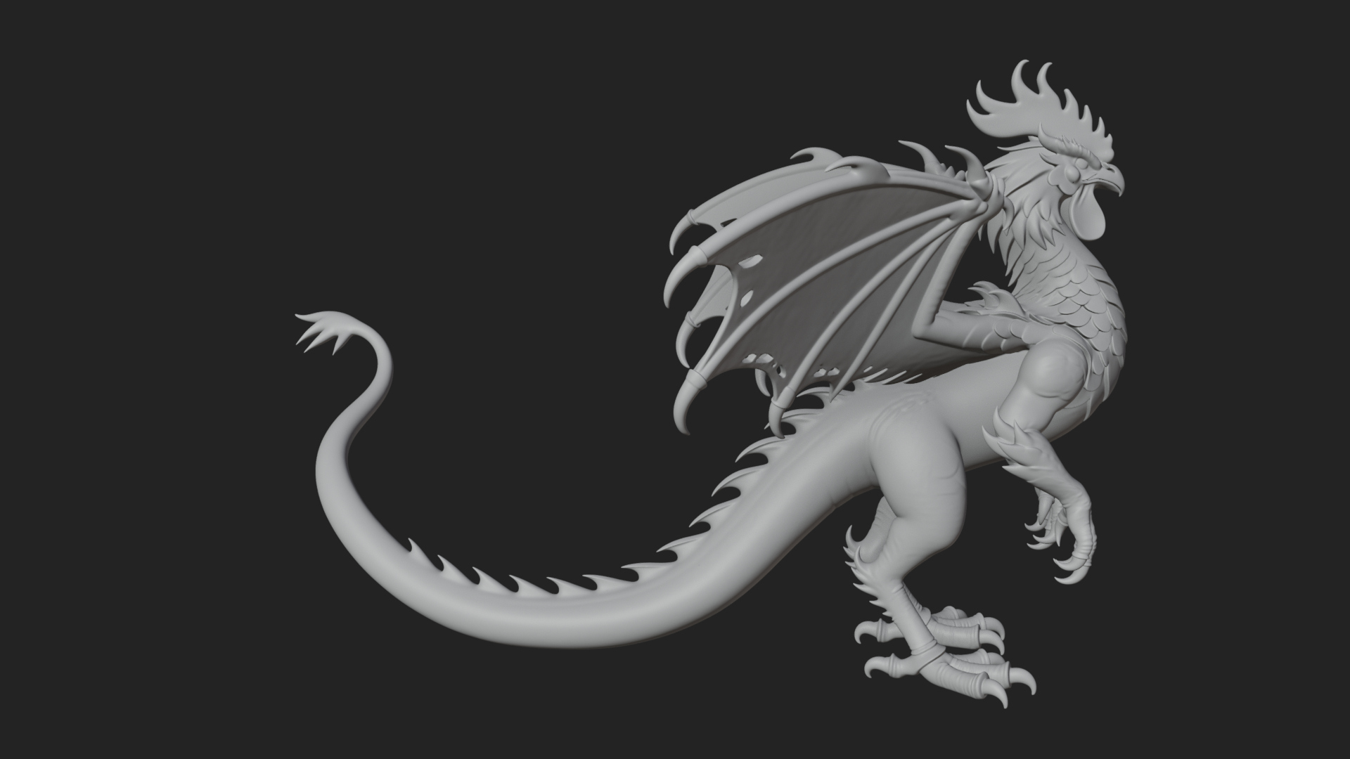 Cockatrice Beast Statue Design 2 3D Print Model 3D Model