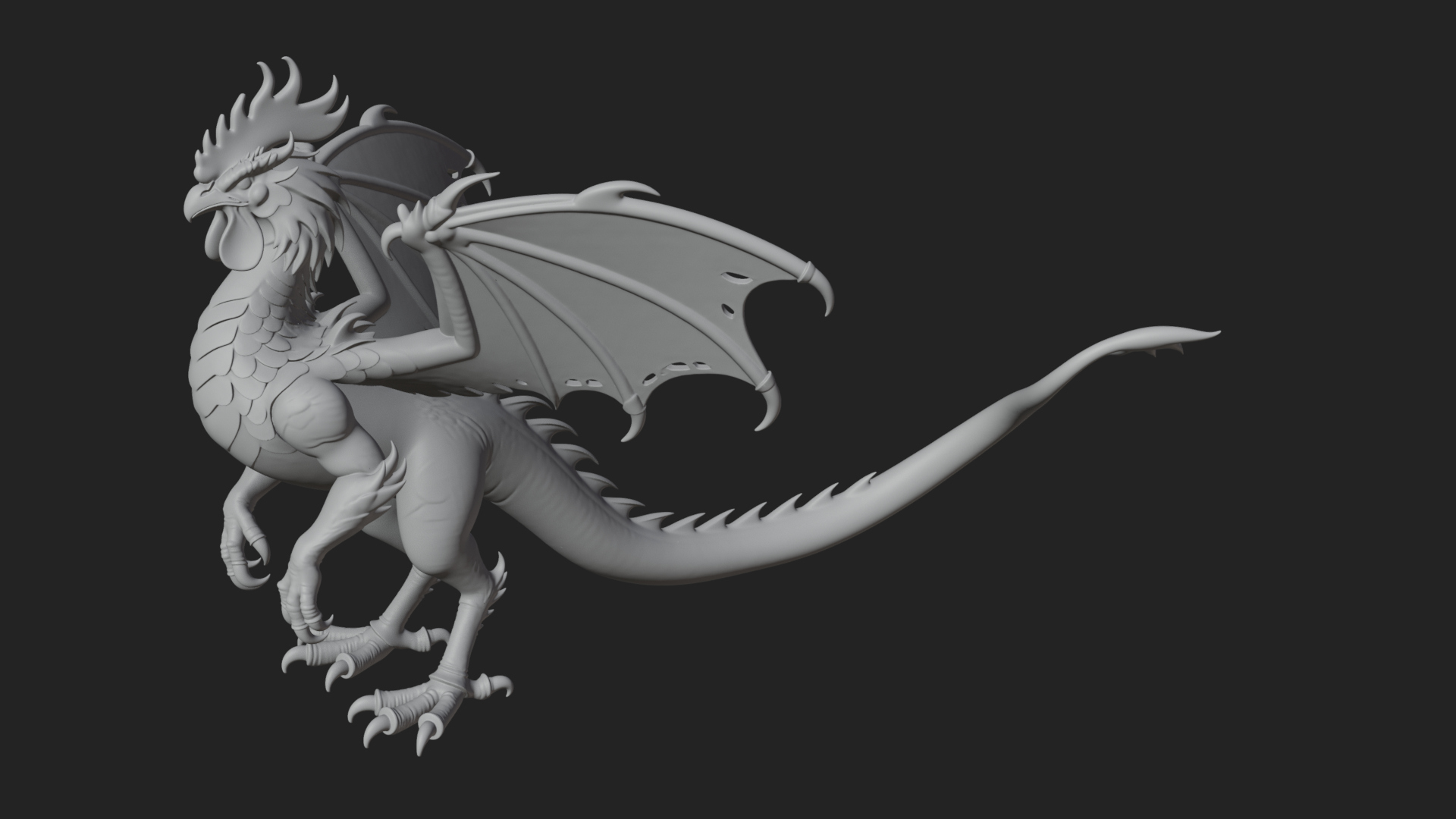 Cockatrice Beast Statue Design 2 3D Print Model 3D Model