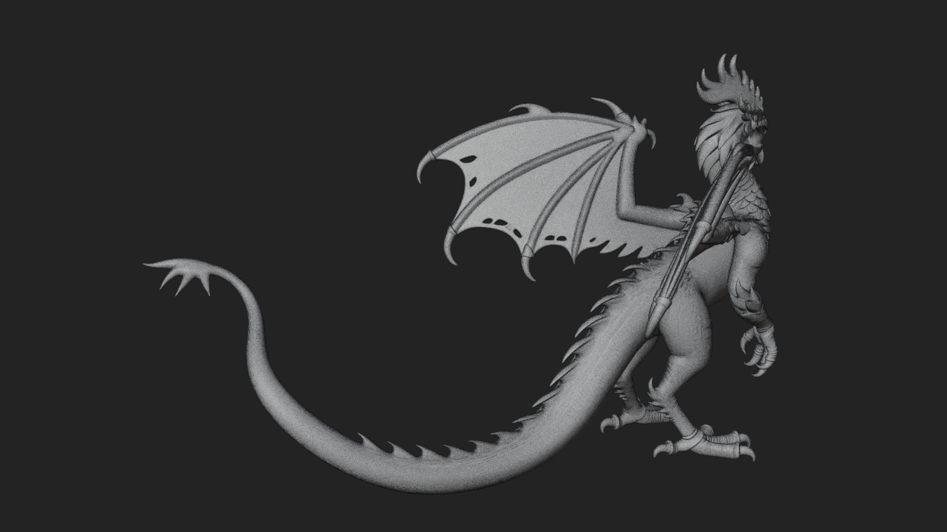 Cockatrice Beast Statue Design 2 3D Print Model 3D Model