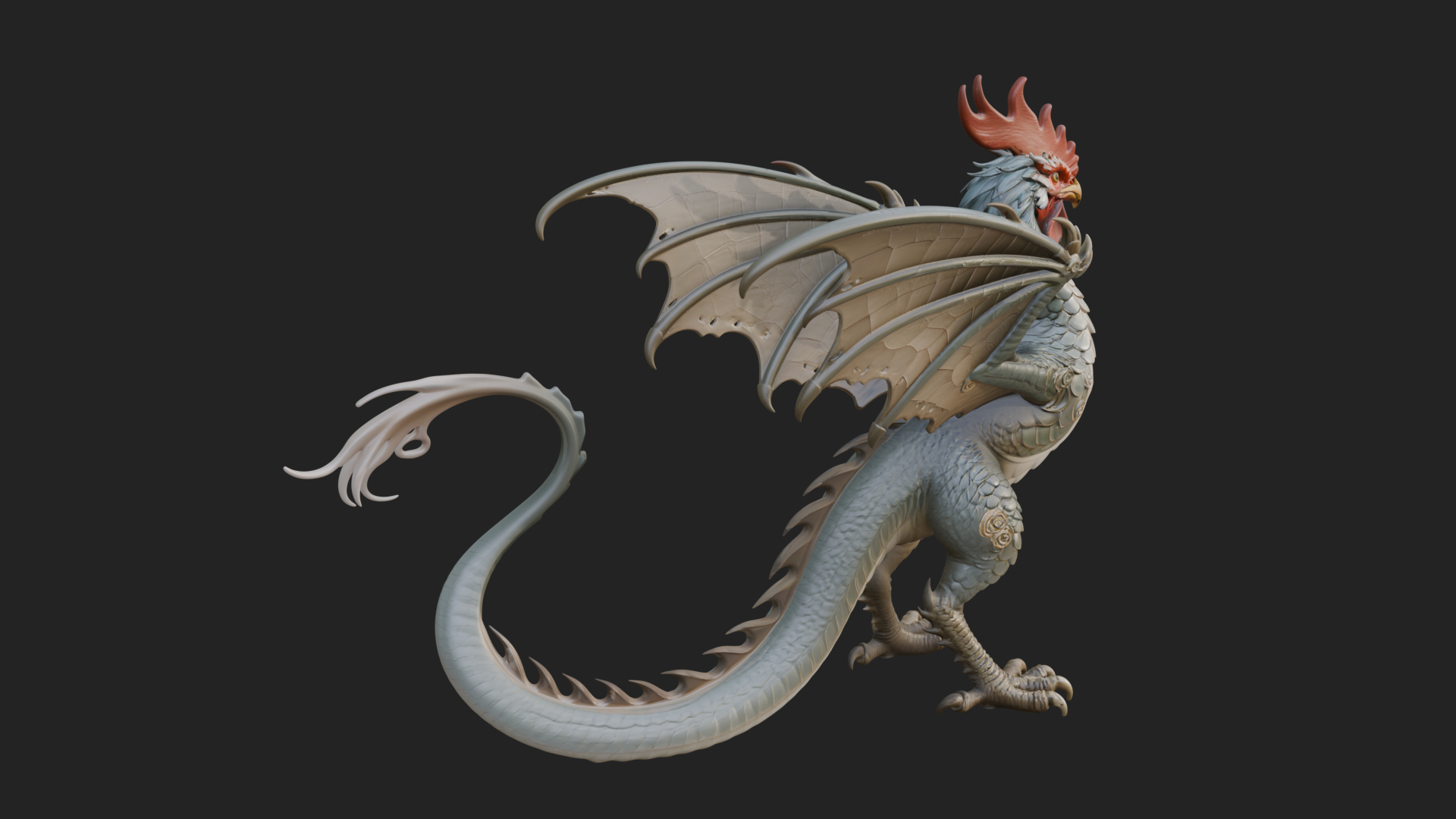 Cockatrice Beast Statue Design 3 3D Print Model 3D Model