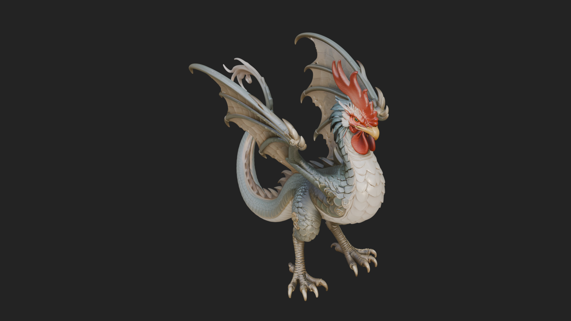 Cockatrice Beast Statue Design 3 3D Print Model 3D Model