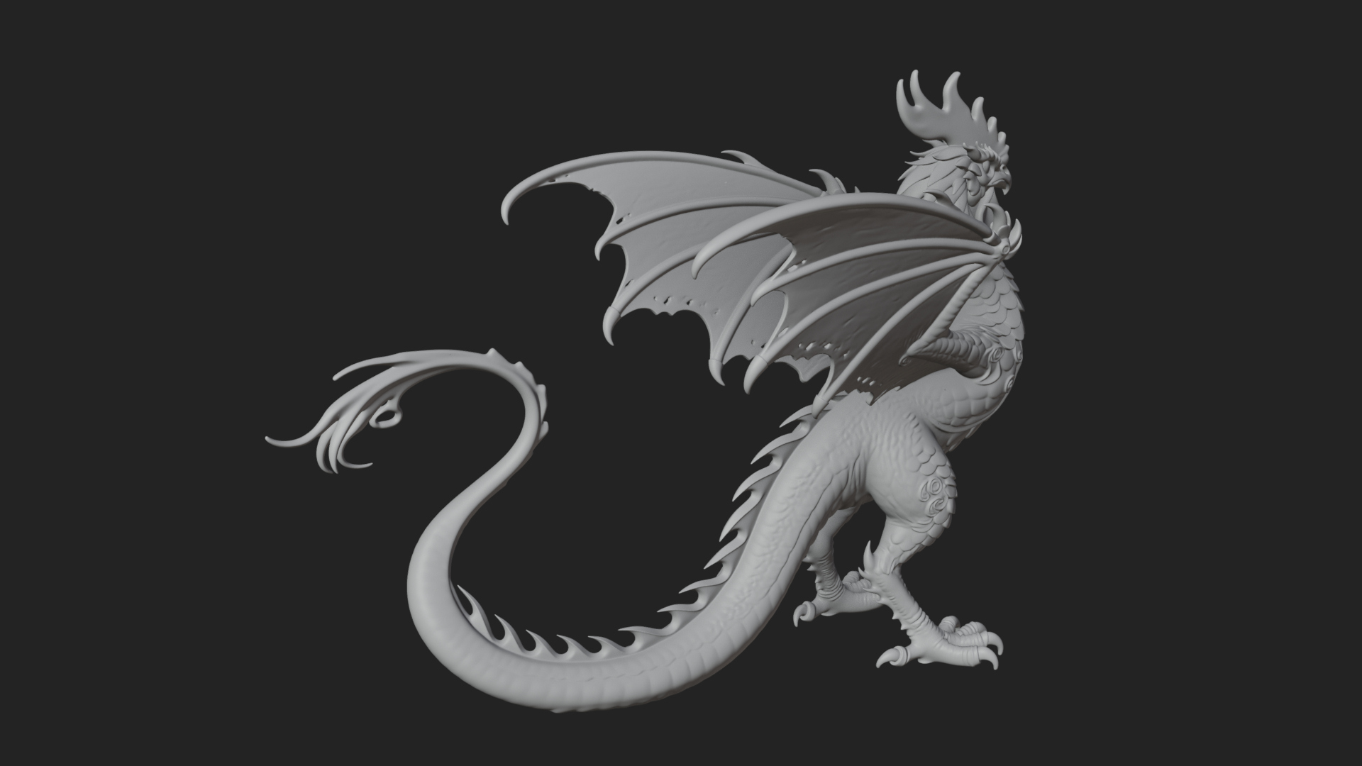 Cockatrice Beast Statue Design 3 3D Print Model 3D Model