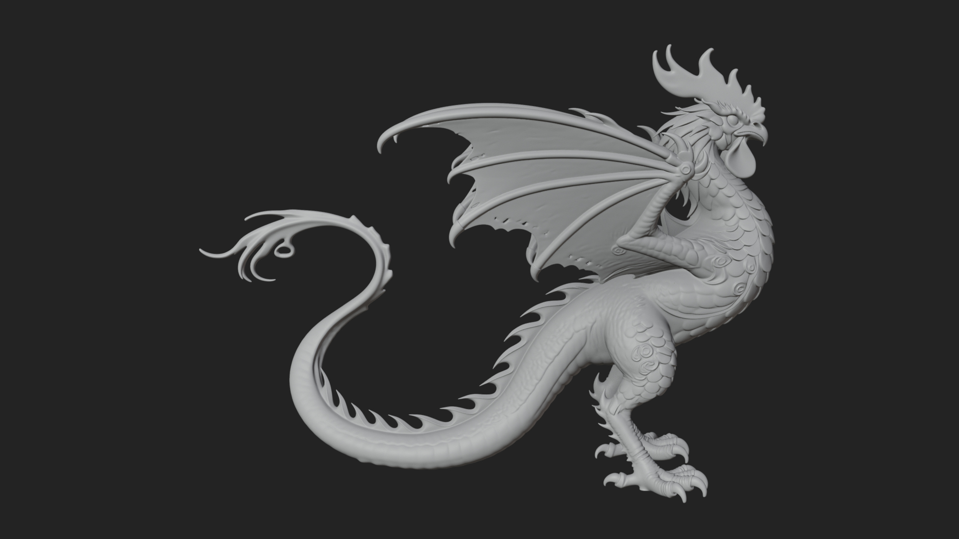 Cockatrice Beast Statue Design 3 3D Print Model 3D Model