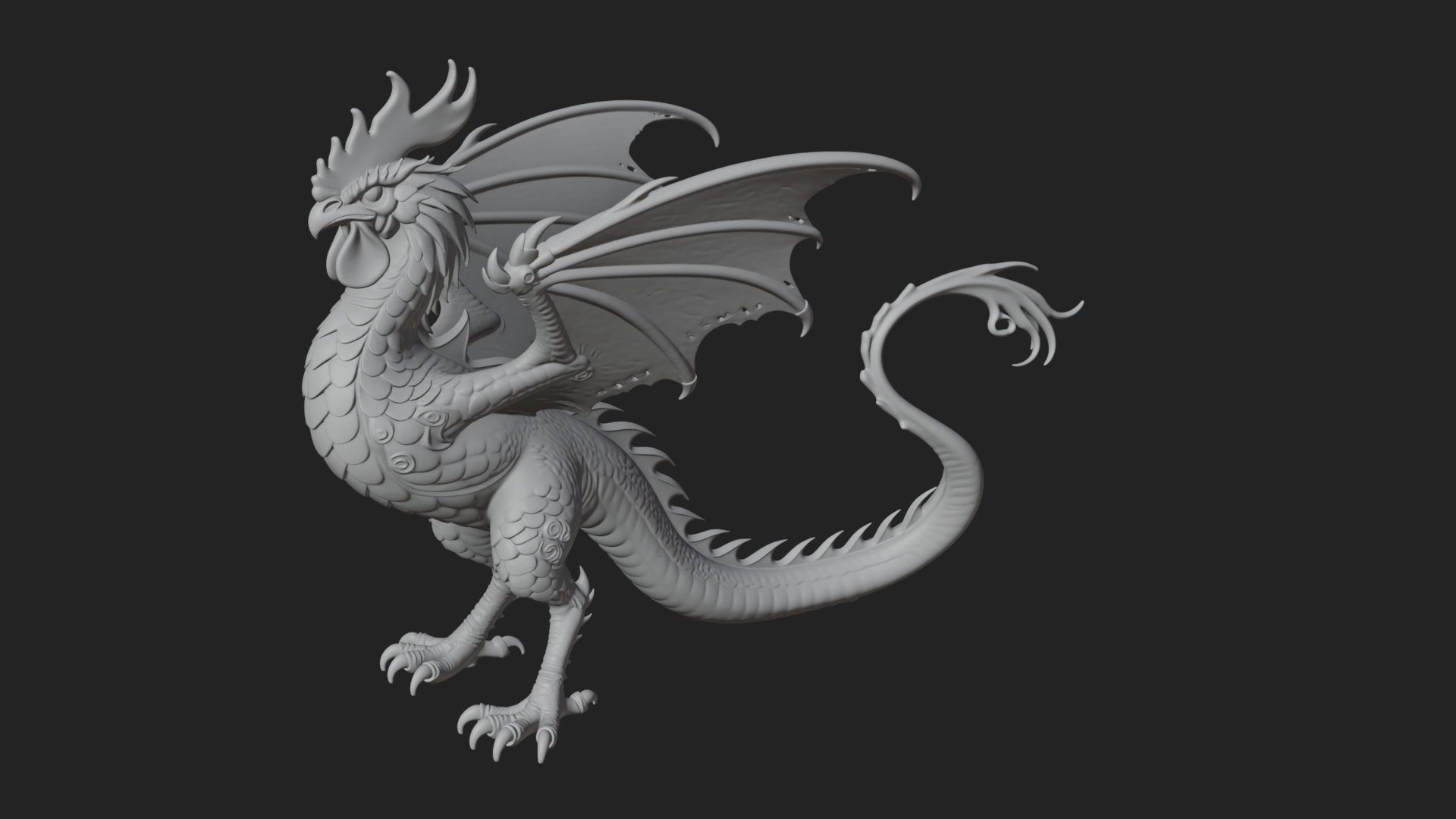 Cockatrice Beast Statue Design 3 3D Print Model 3D Model