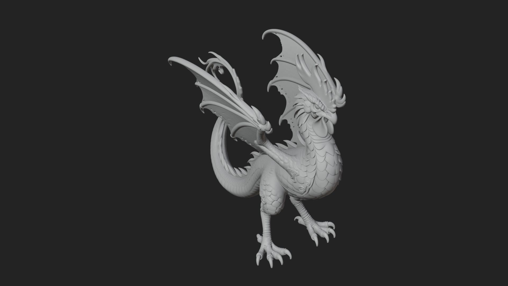 Cockatrice Beast Statue Design 3 3D Print Model 3D Model