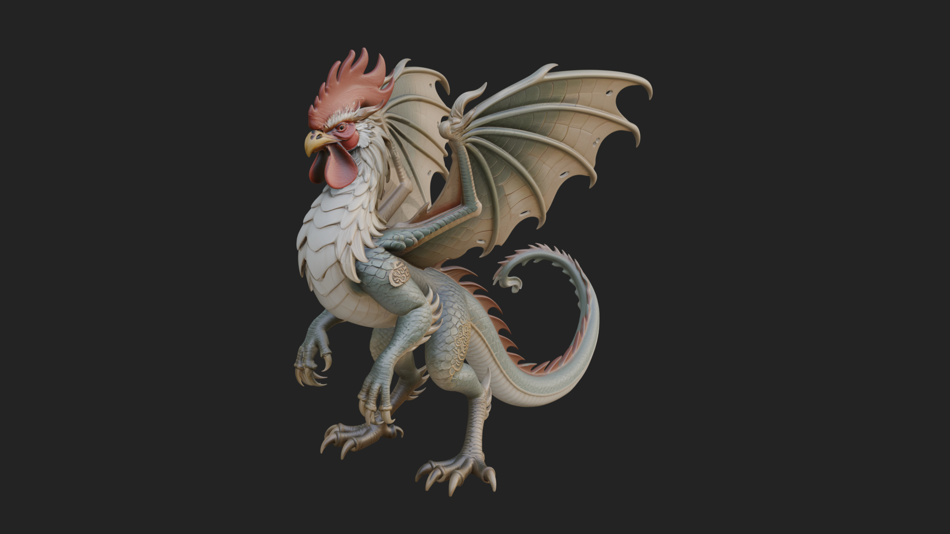 Cockatrice Beast Statue Design 4 3D Print Model 3D Model