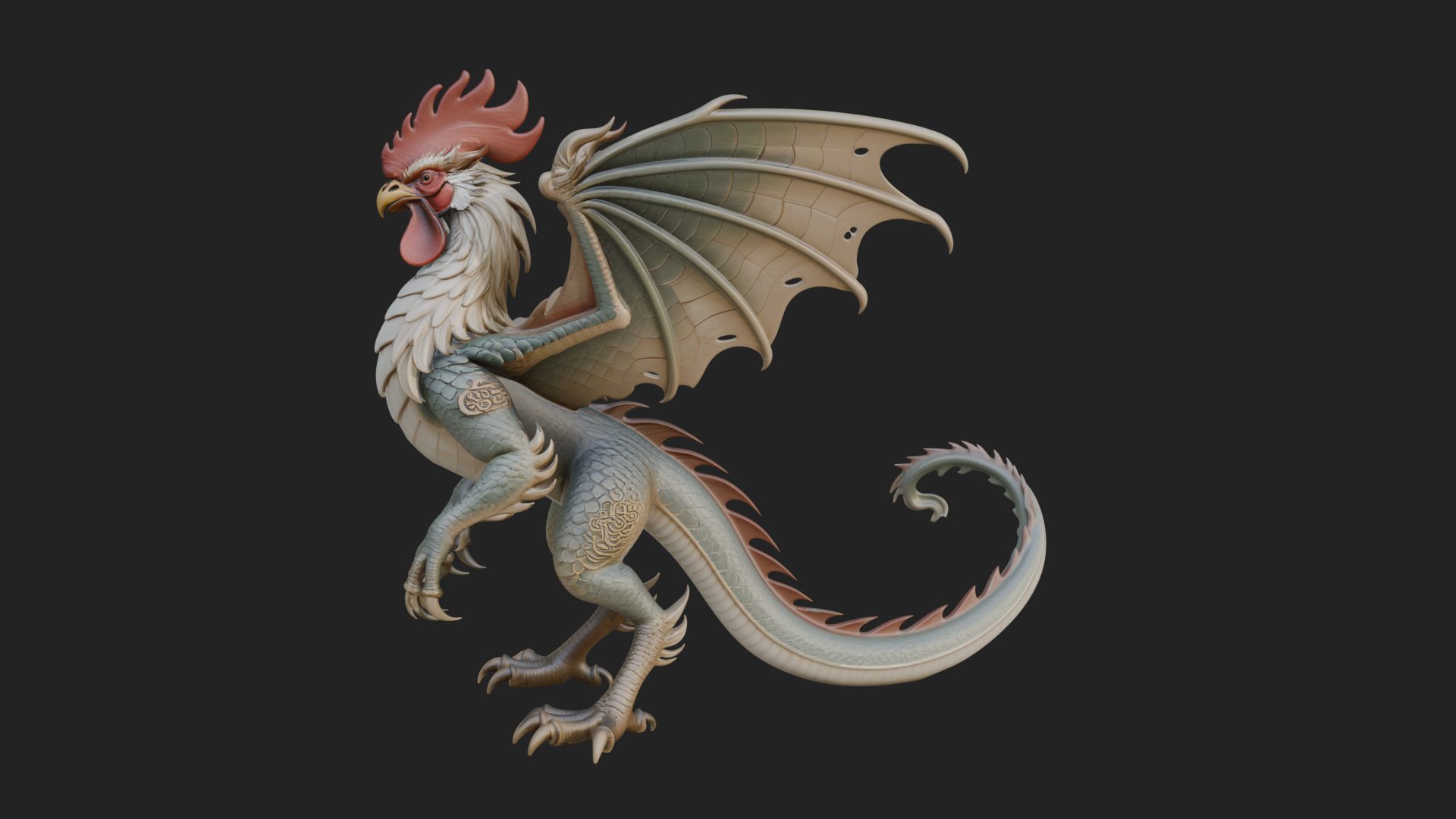 Cockatrice Beast Statue Design 4 3D Print Model 3D Model