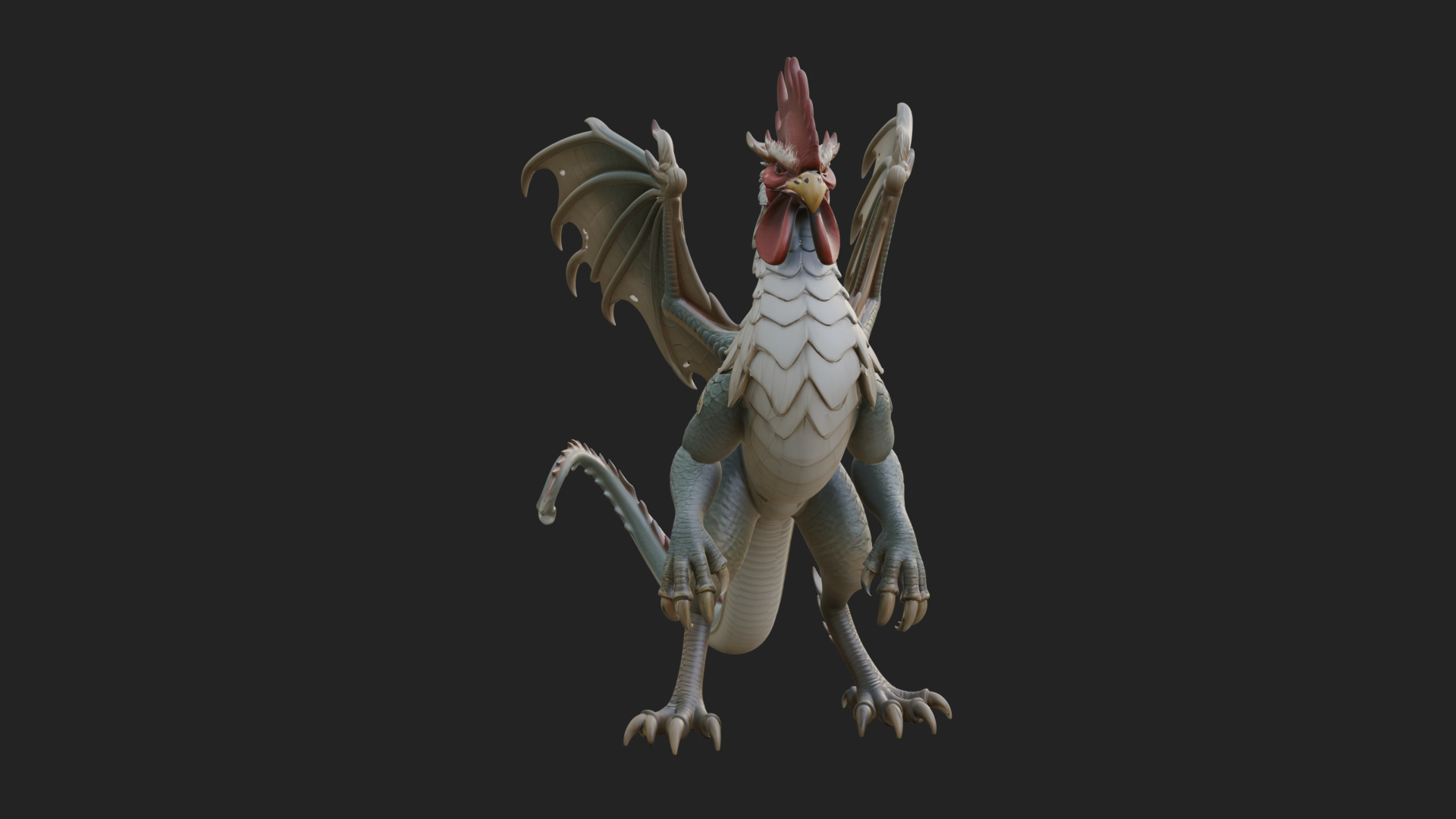 Cockatrice Beast Statue Design 4 3D Print Model 3D Model