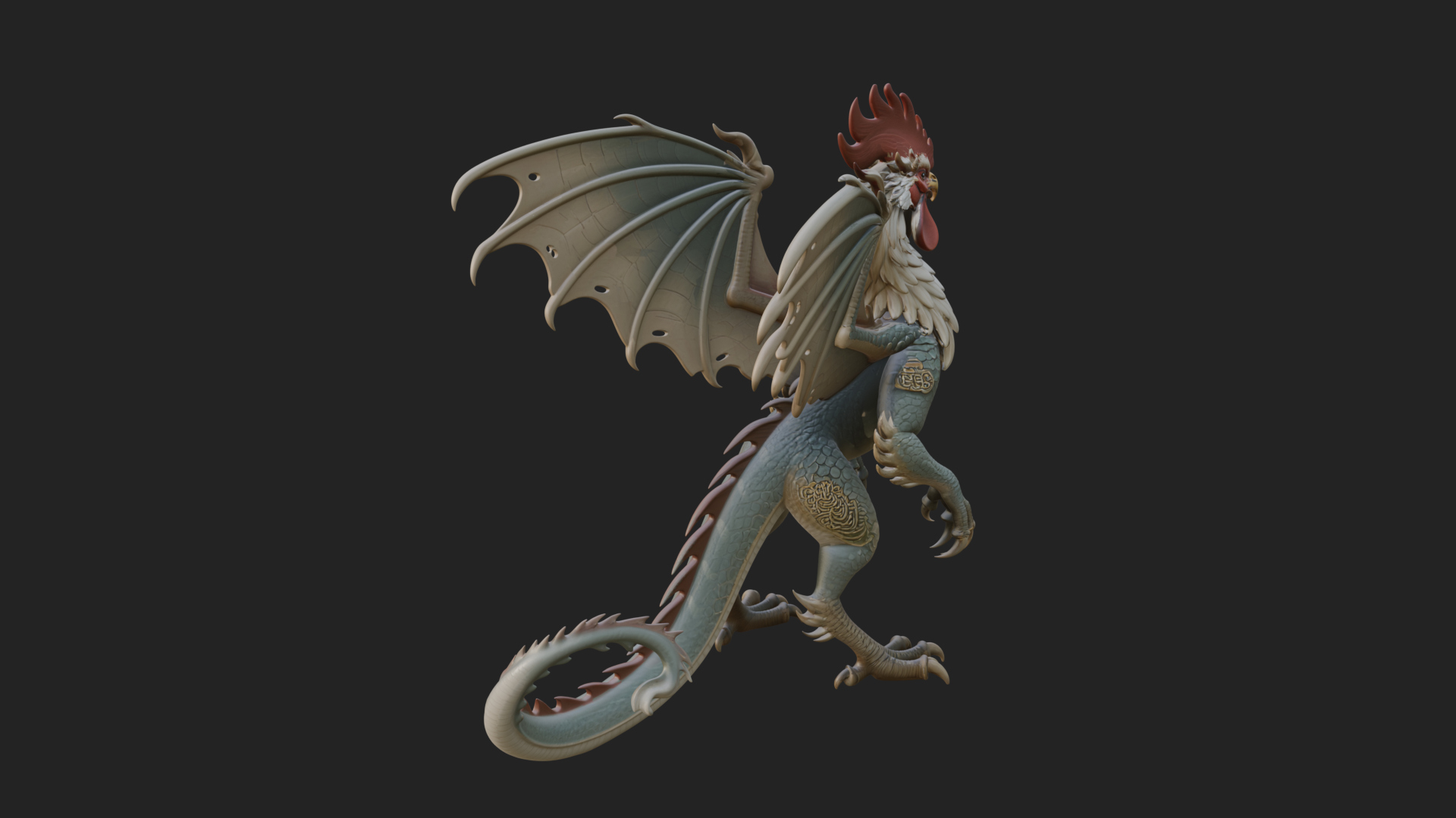 Cockatrice Beast Statue Design 4 3D Print Model 3D Model