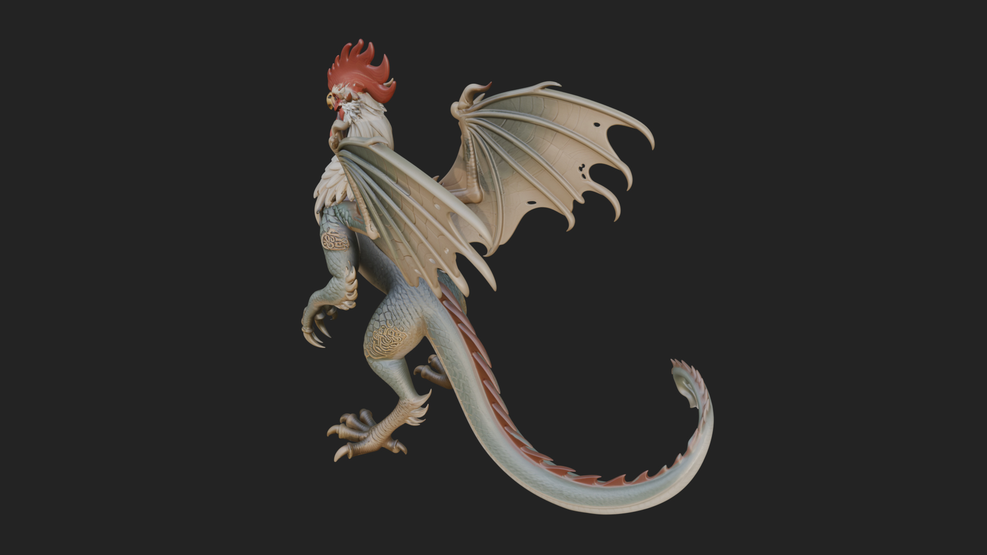 Cockatrice Beast Statue Design 4 3D Print Model 3D Model