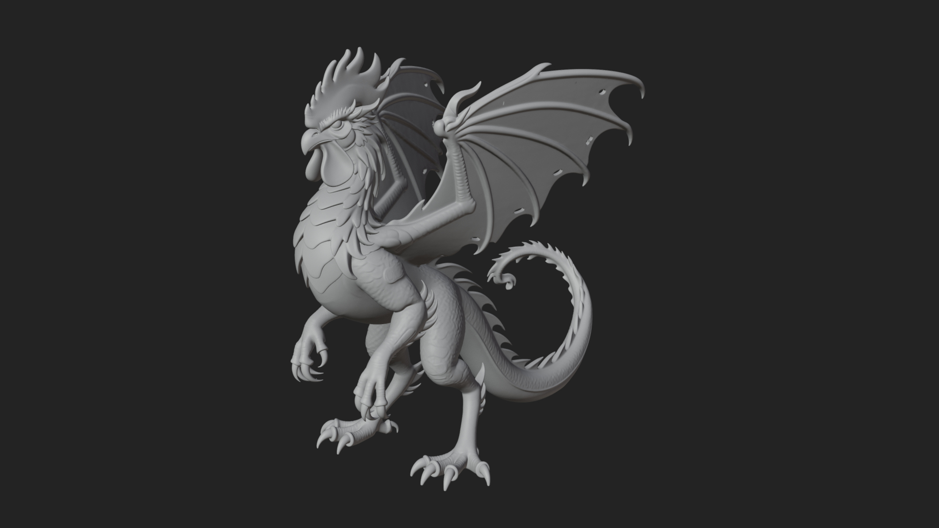 Cockatrice Beast Statue Design 4 3D Print Model 3D Model