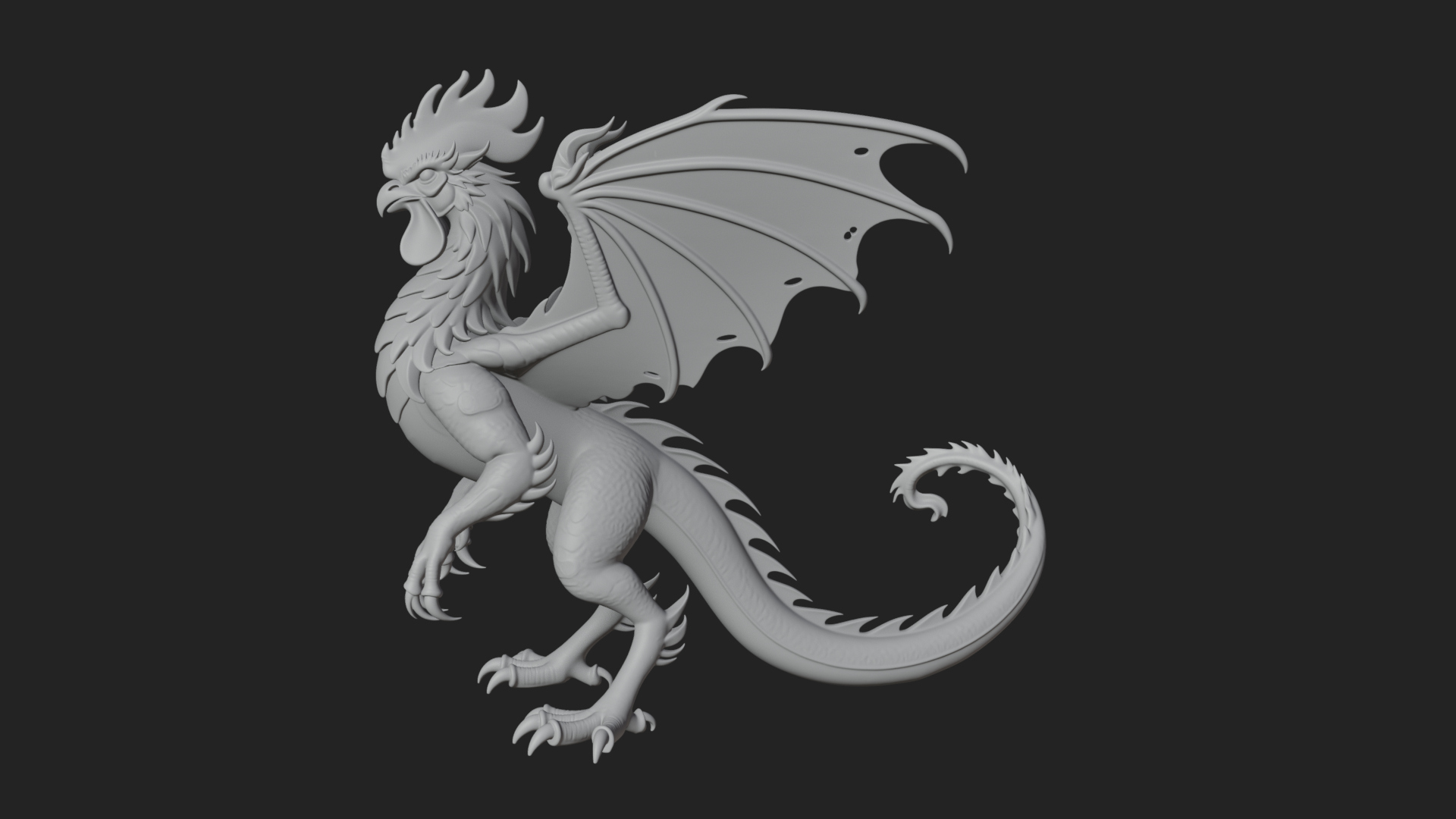 Cockatrice Beast Statue Design 4 3D Print Model 3D Model