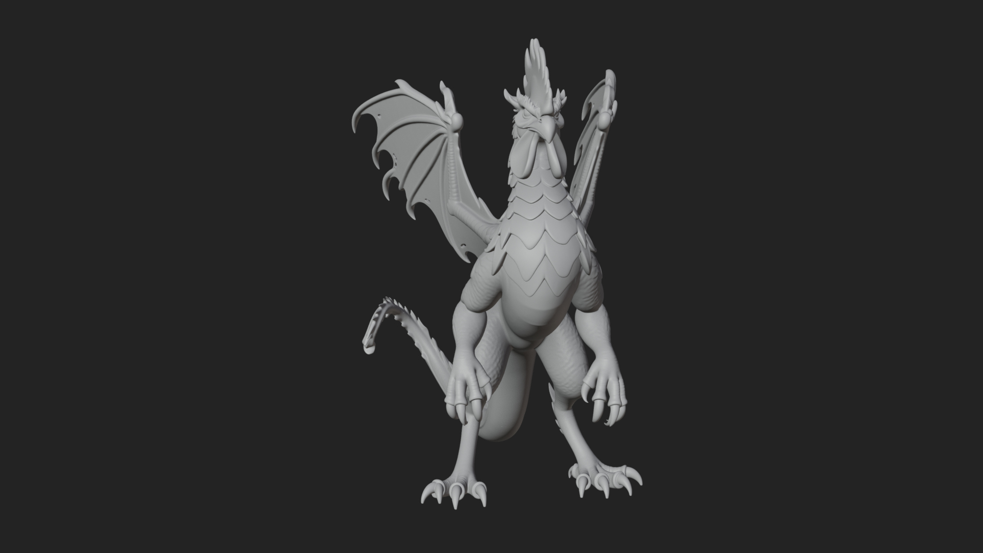 Cockatrice Beast Statue Design 4 3D Print Model 3D Model