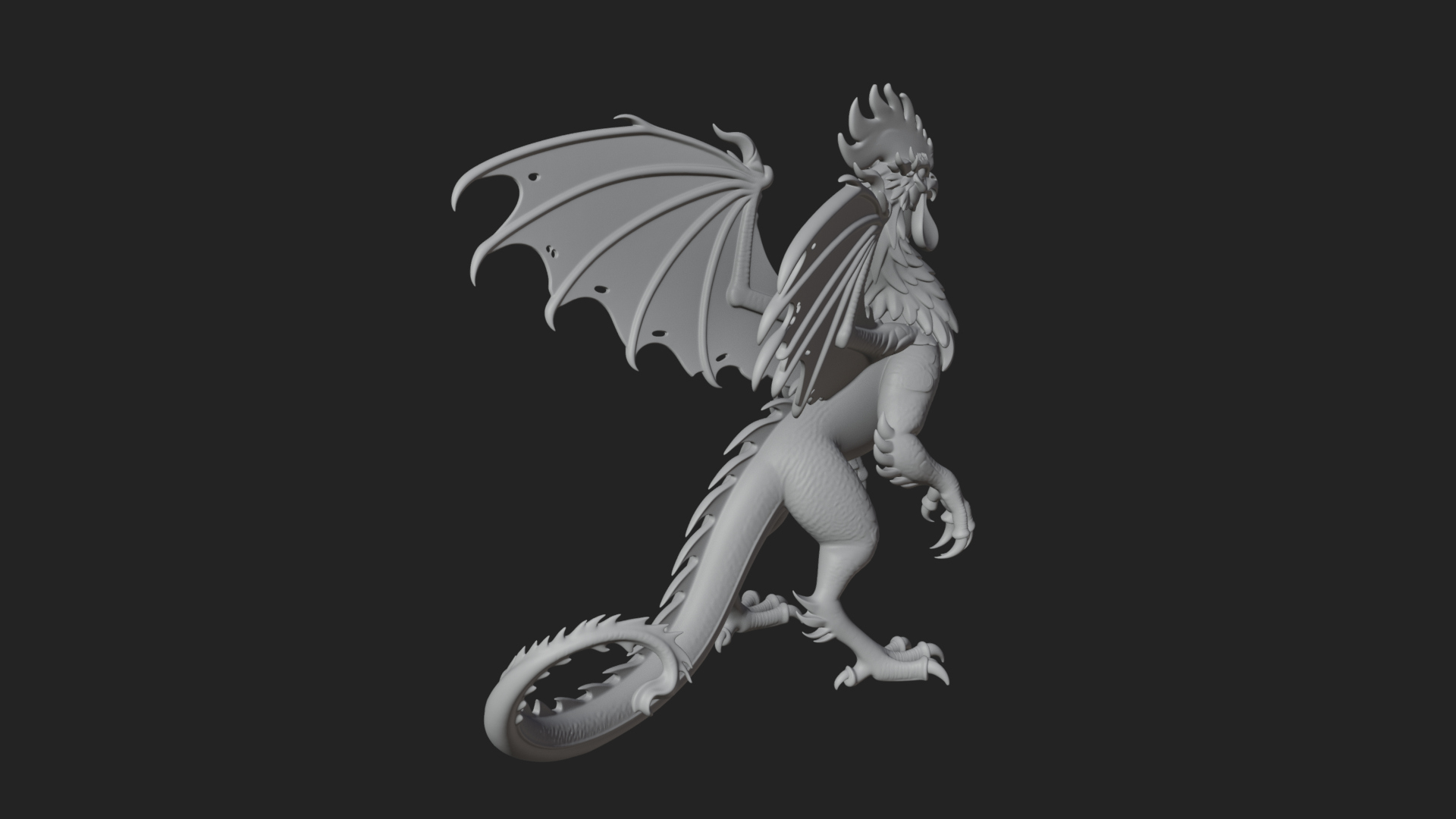 Cockatrice Beast Statue Design 4 3D Print Model 3D Model