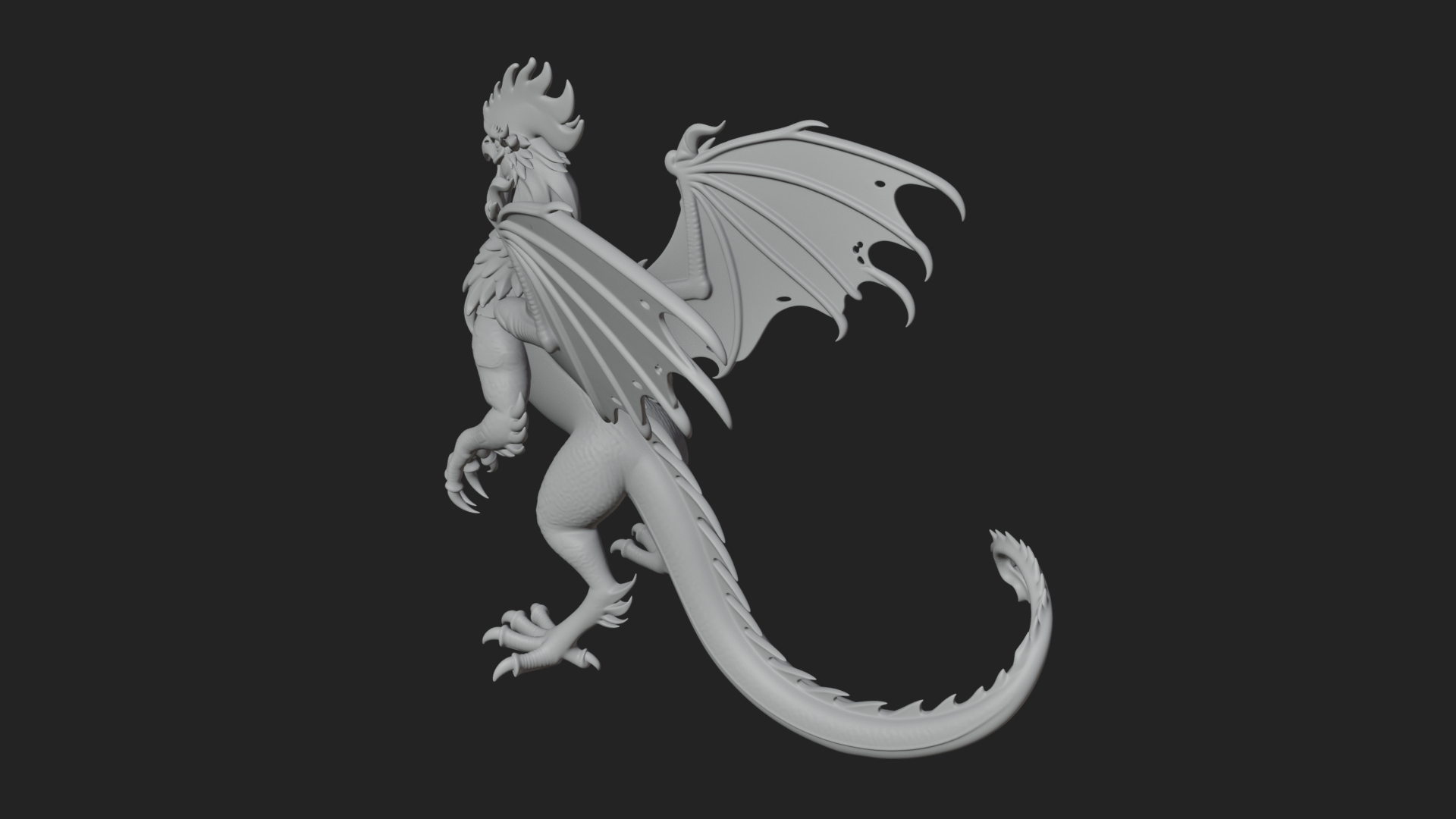 Cockatrice Beast Statue Design 4 3D Print Model 3D Model