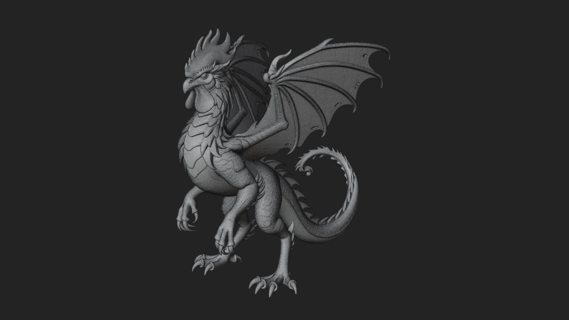 Cockatrice Beast Statue Design 4 3D Print Model 3D Model