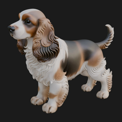 Cocker Spaniel Dog Statue Design 1 3D Print Model